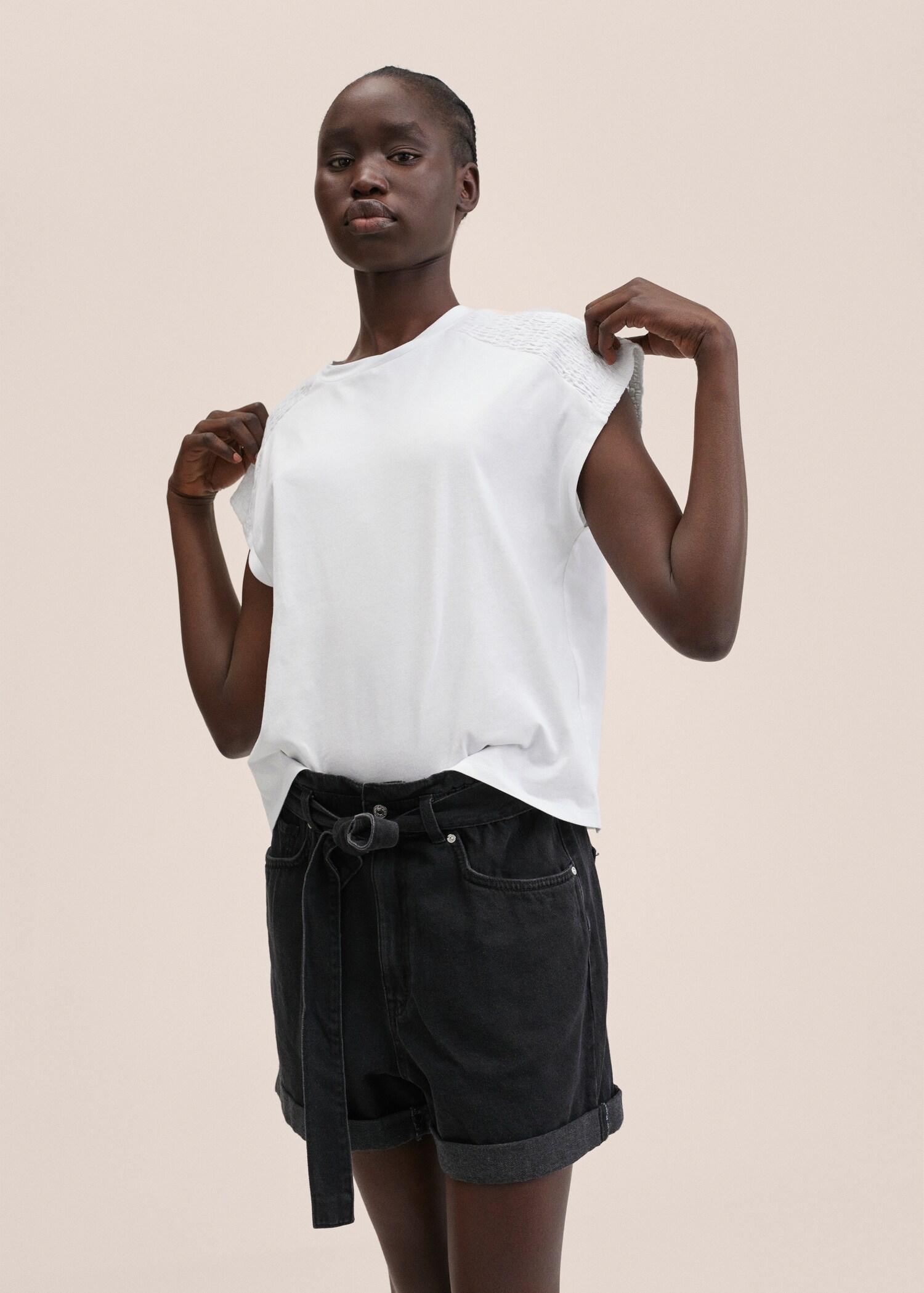 Gathered cotton t-shirt - Medium plane