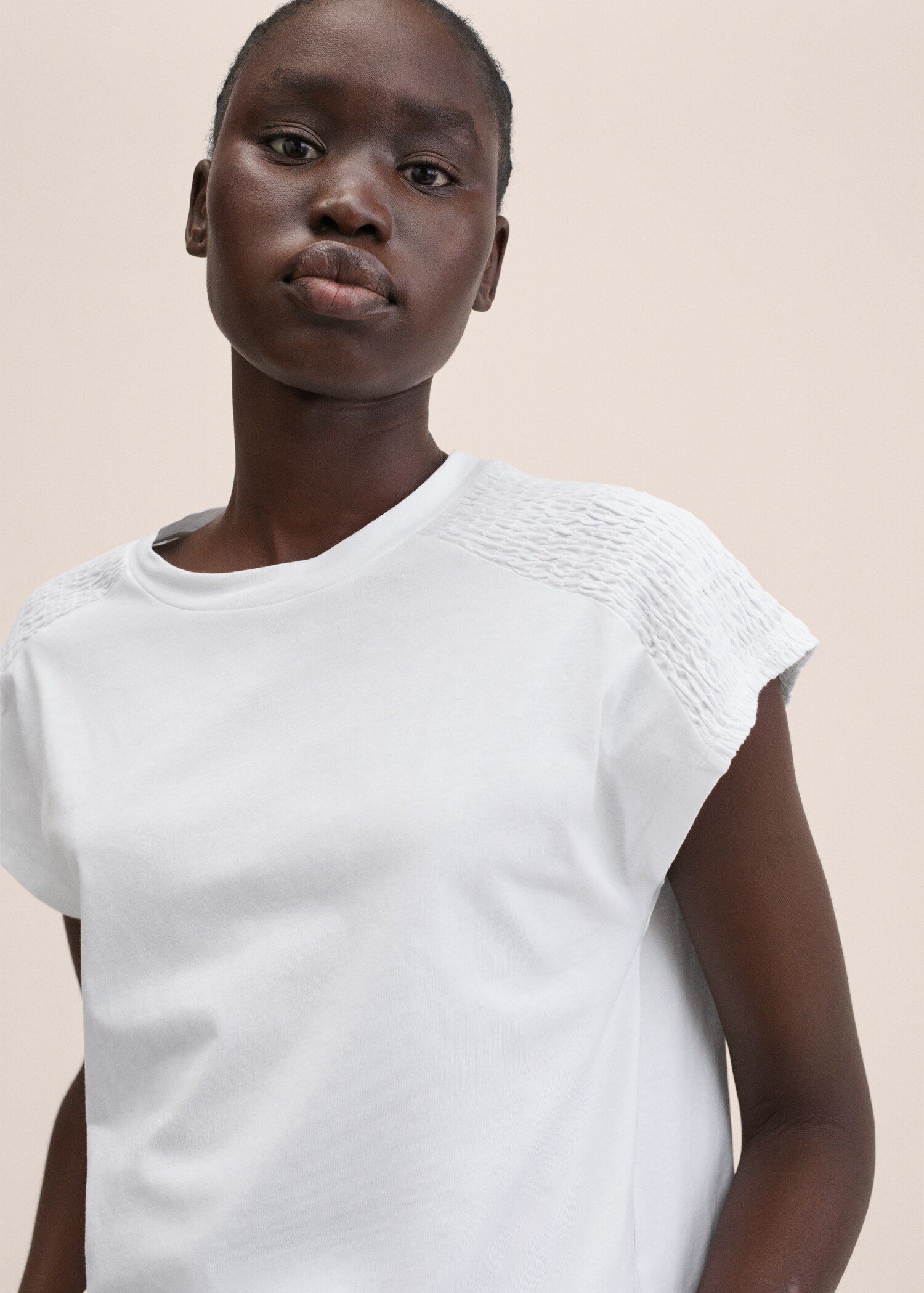 Gathered cotton t-shirt - Details of the article 1