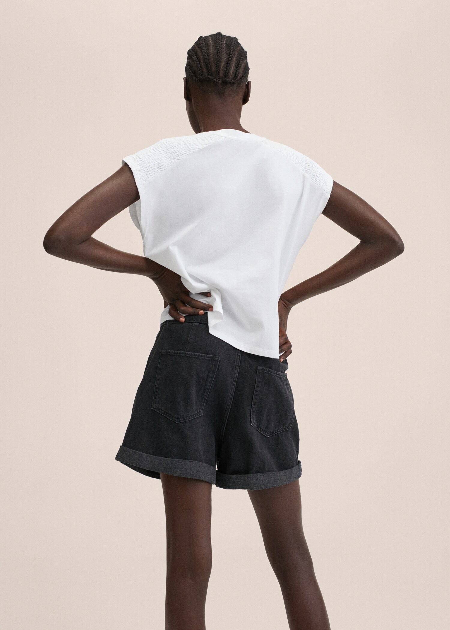 Gathered cotton t-shirt - Reverse of the article