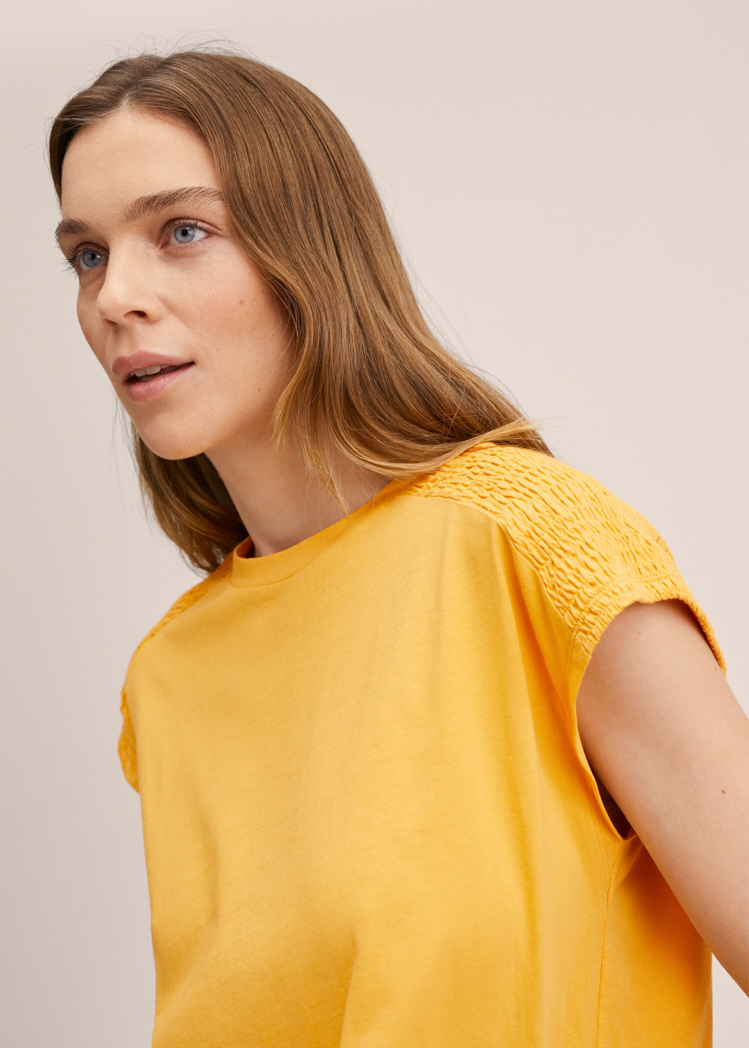 Gathered cotton t-shirt - Details of the article 1