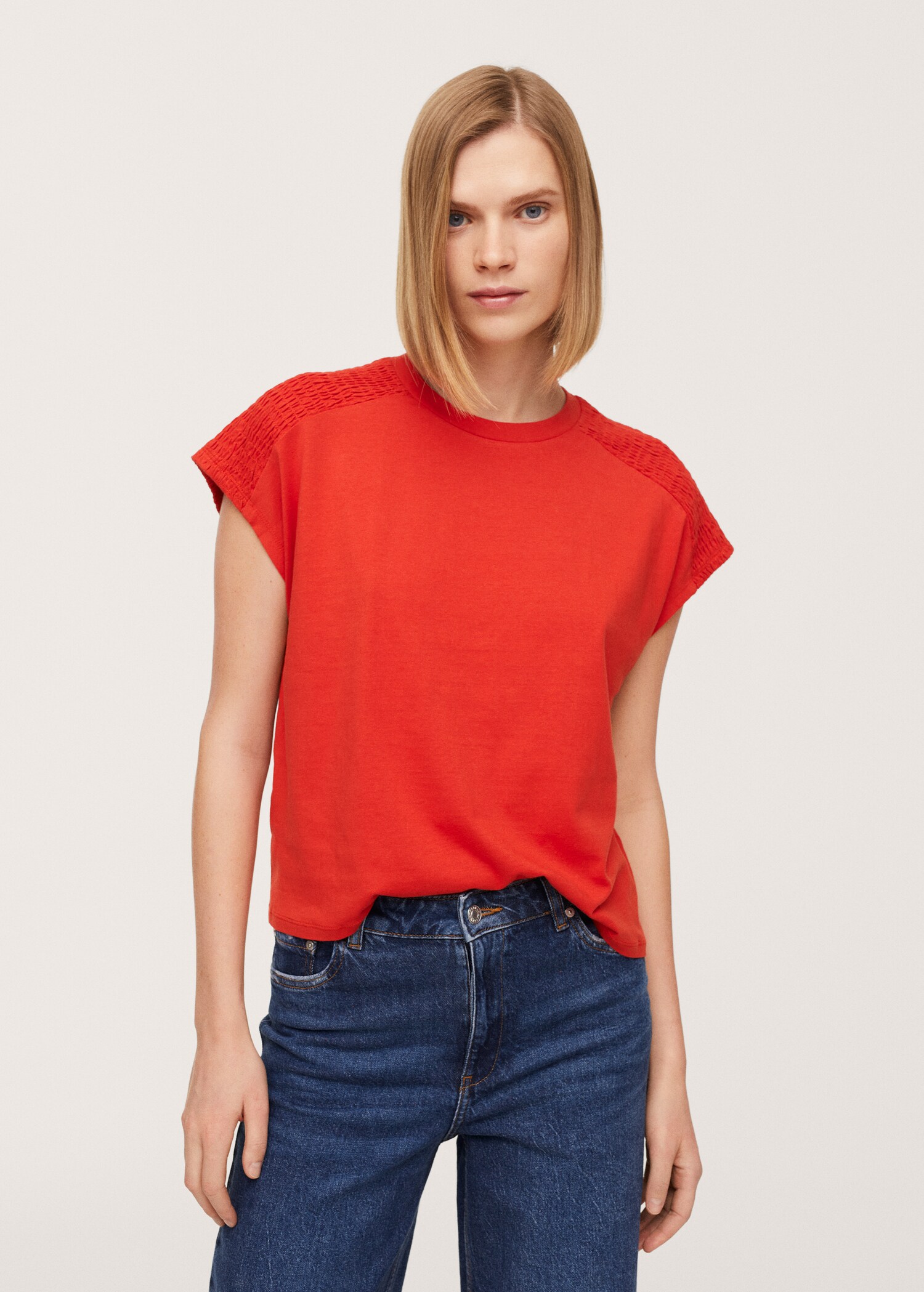 Gathered cotton t-shirt - Medium plane