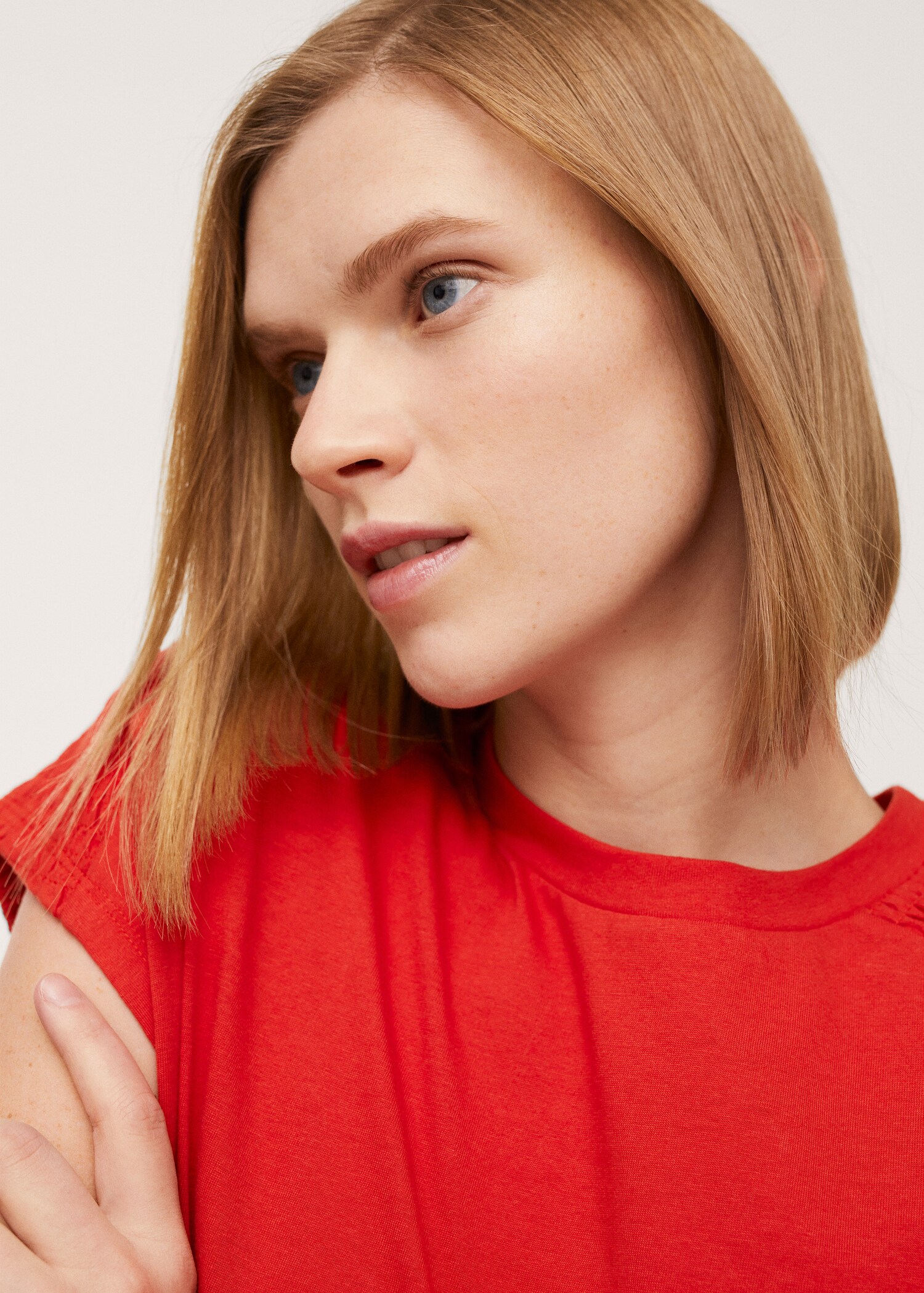 Gathered cotton t-shirt - Details of the article 1