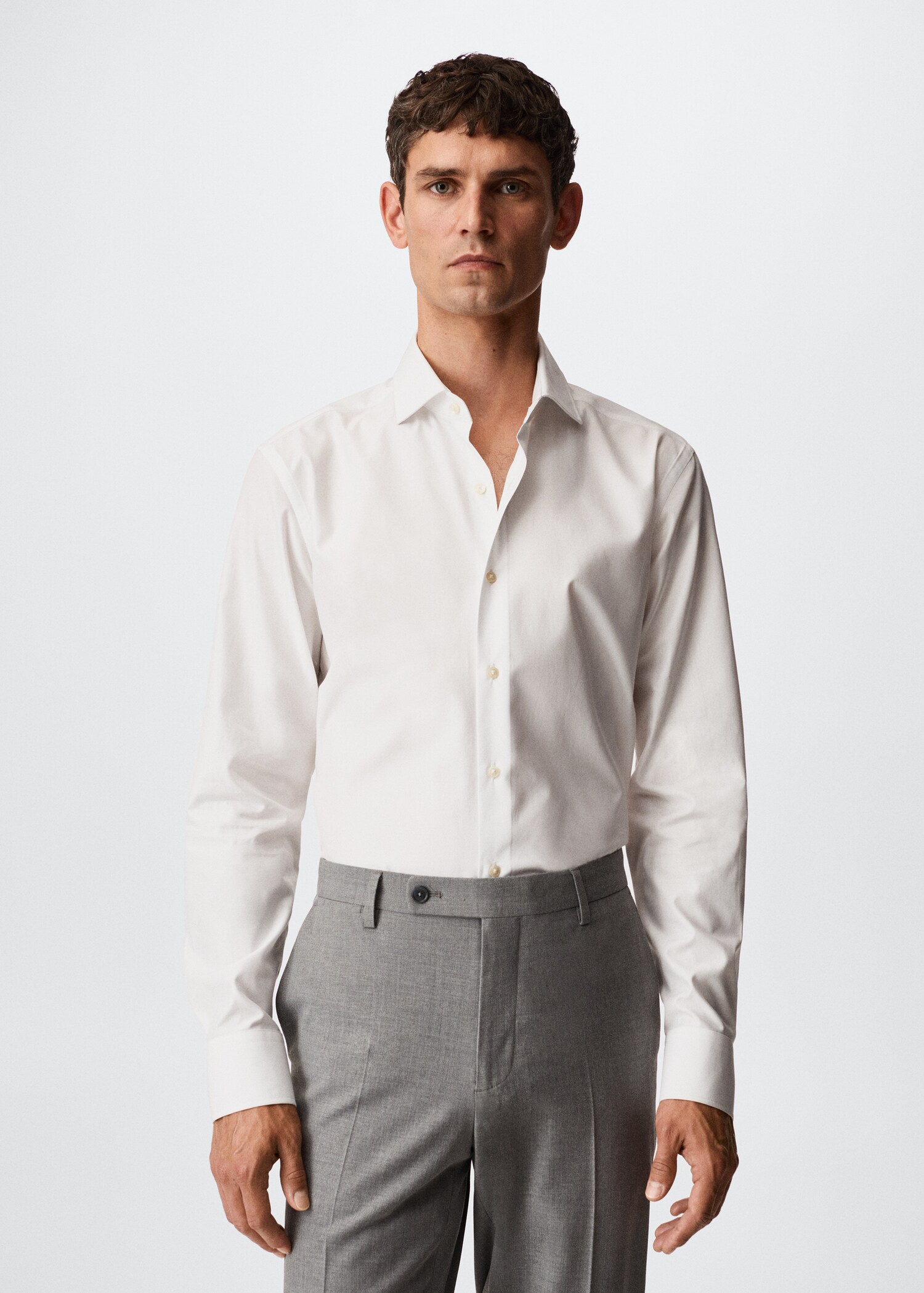 Slim fit cotton suit shirt - Medium plane
