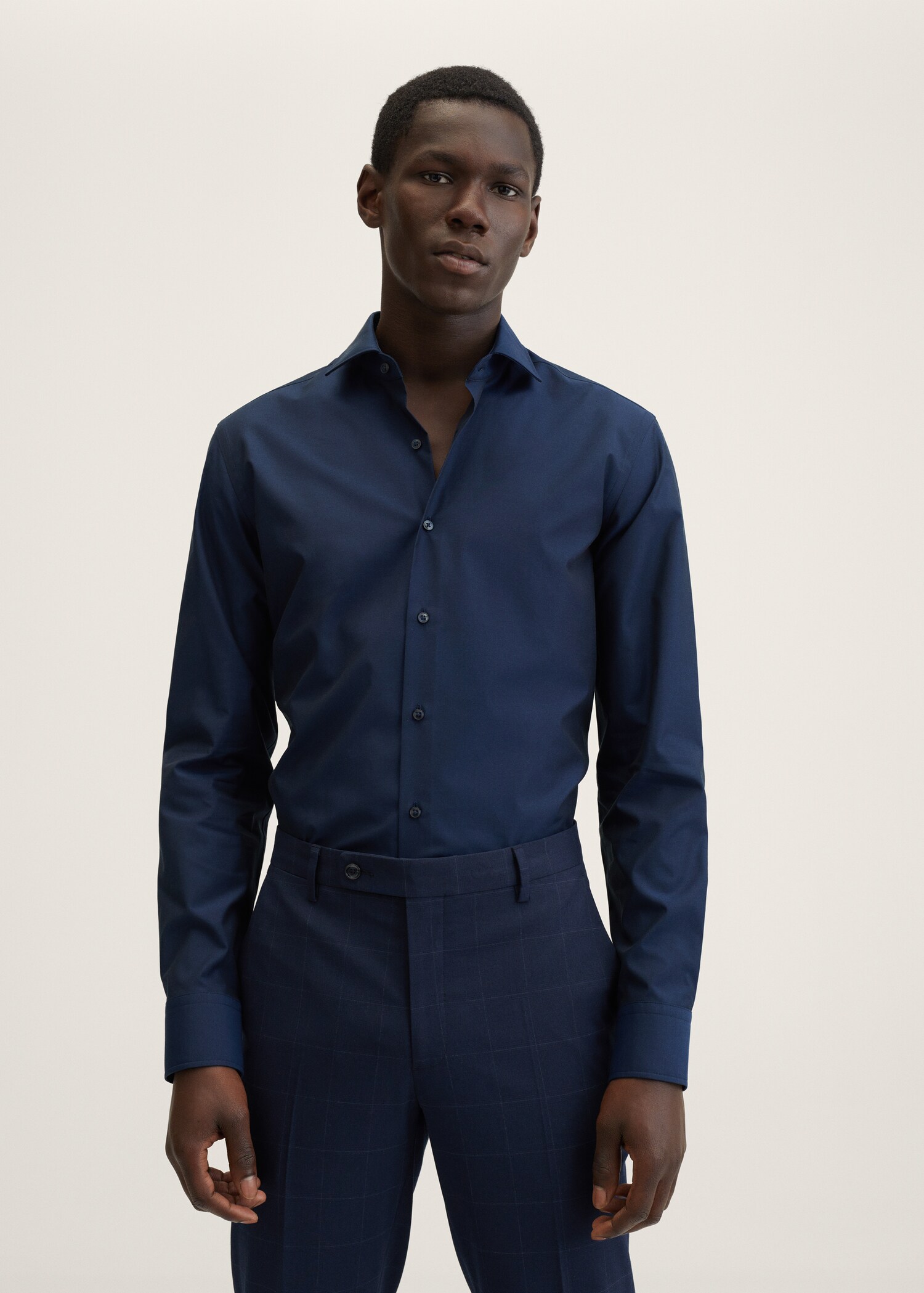Slim fit cotton suit shirt - Medium plane
