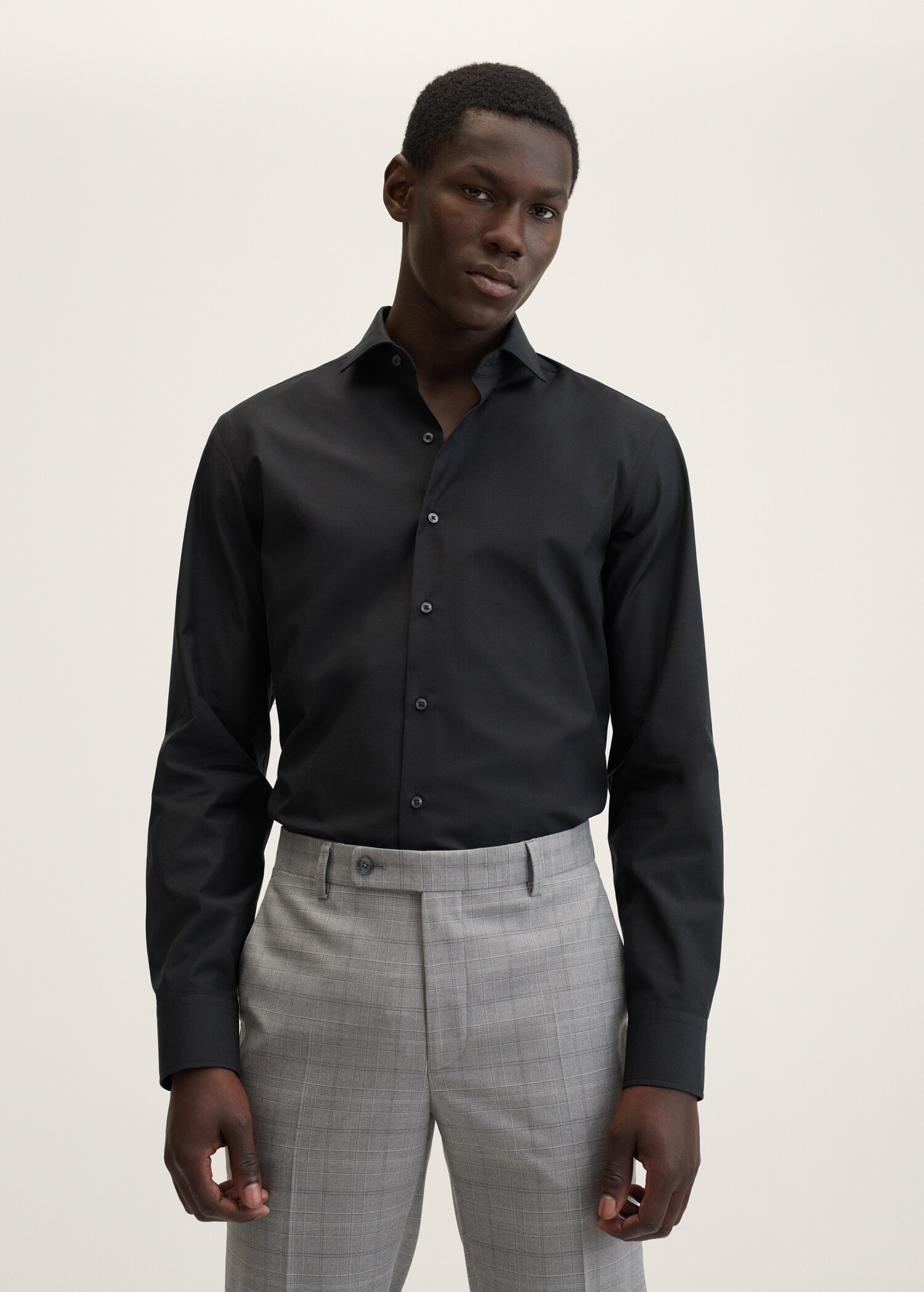 Slim fit cotton suit shirt - Medium plane