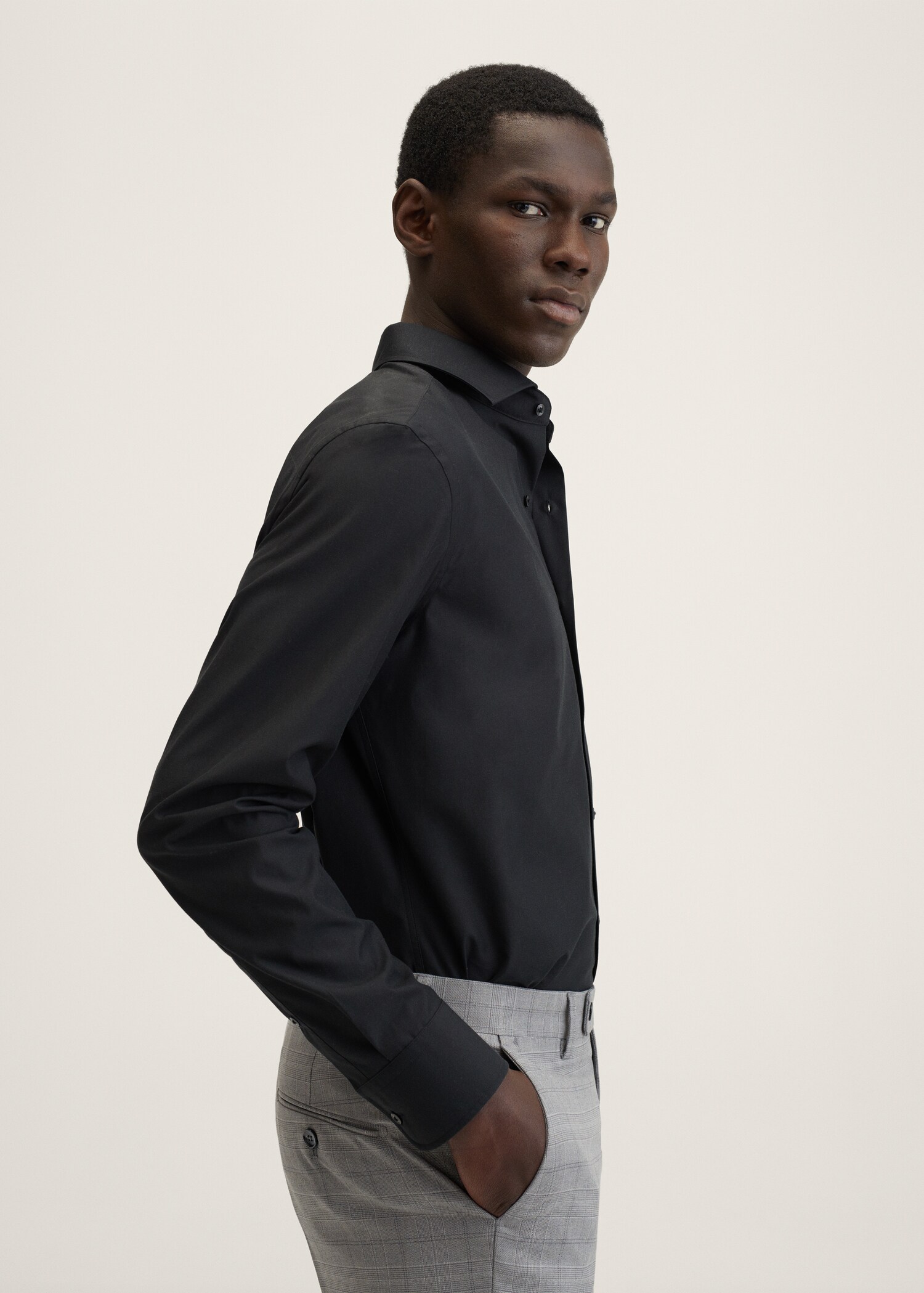 Slim fit cotton suit shirt - Details of the article 2