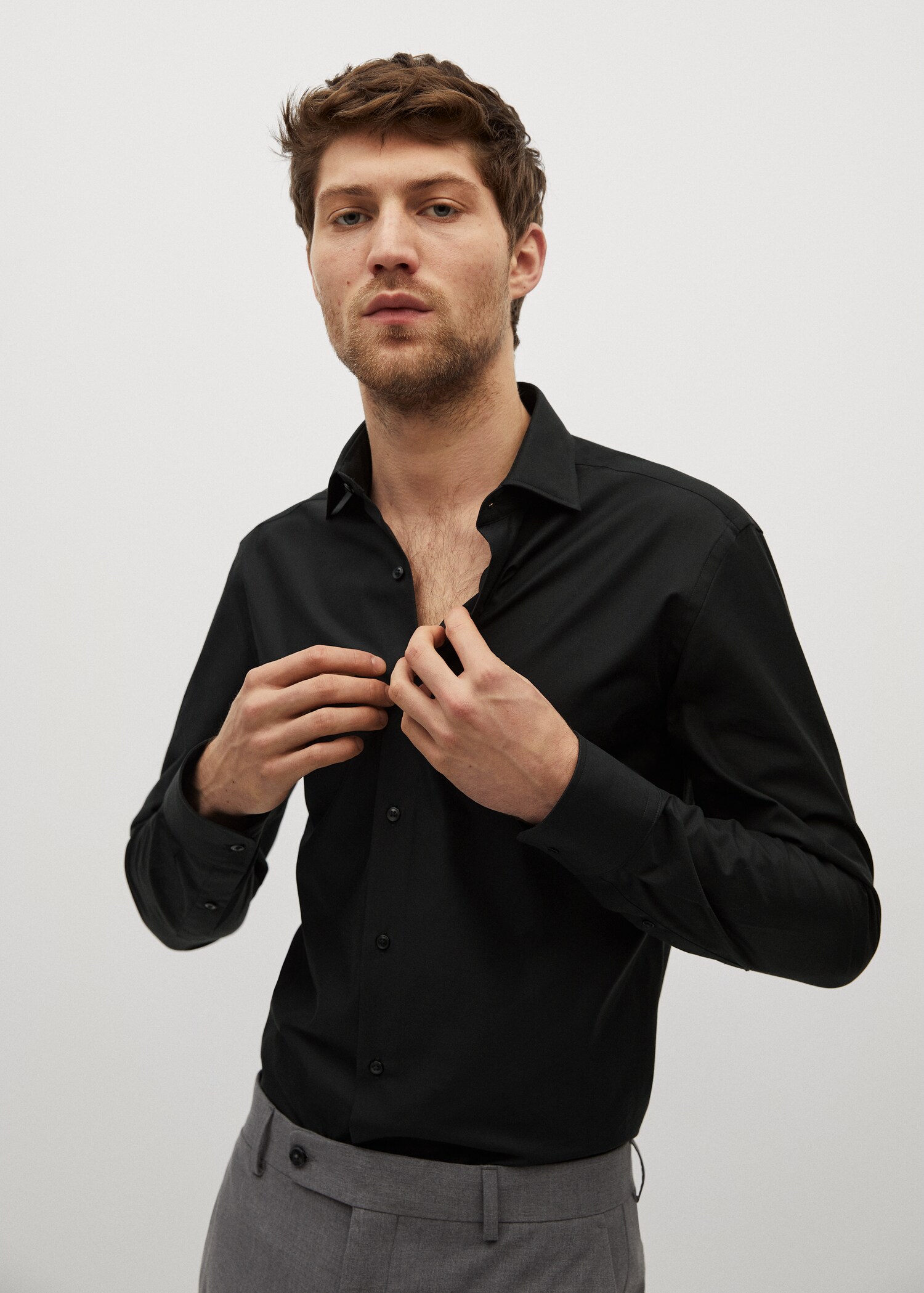 Slim fit cotton suit shirt - Details of the article 3