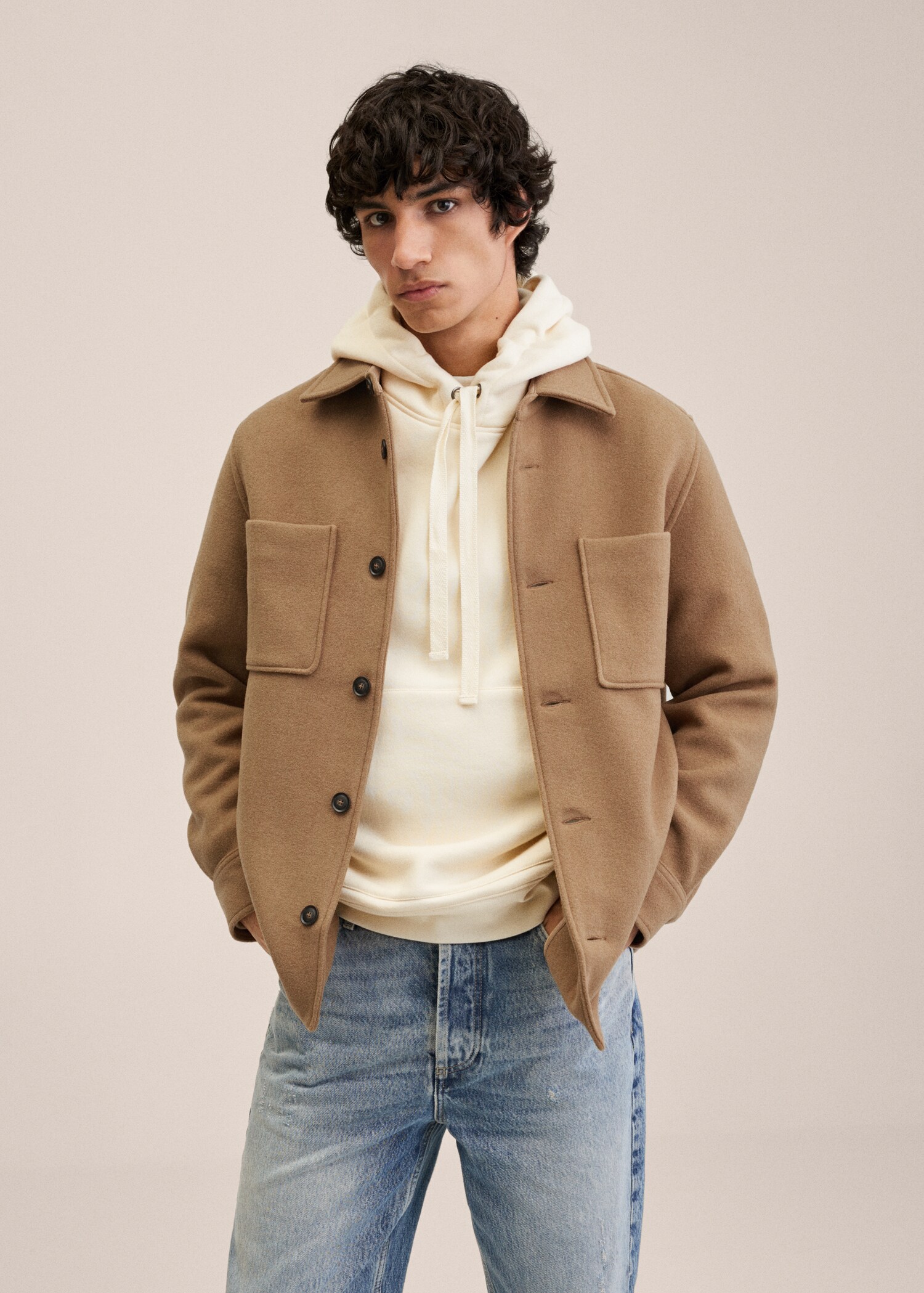Wool overshirt with pockets - Medium plane
