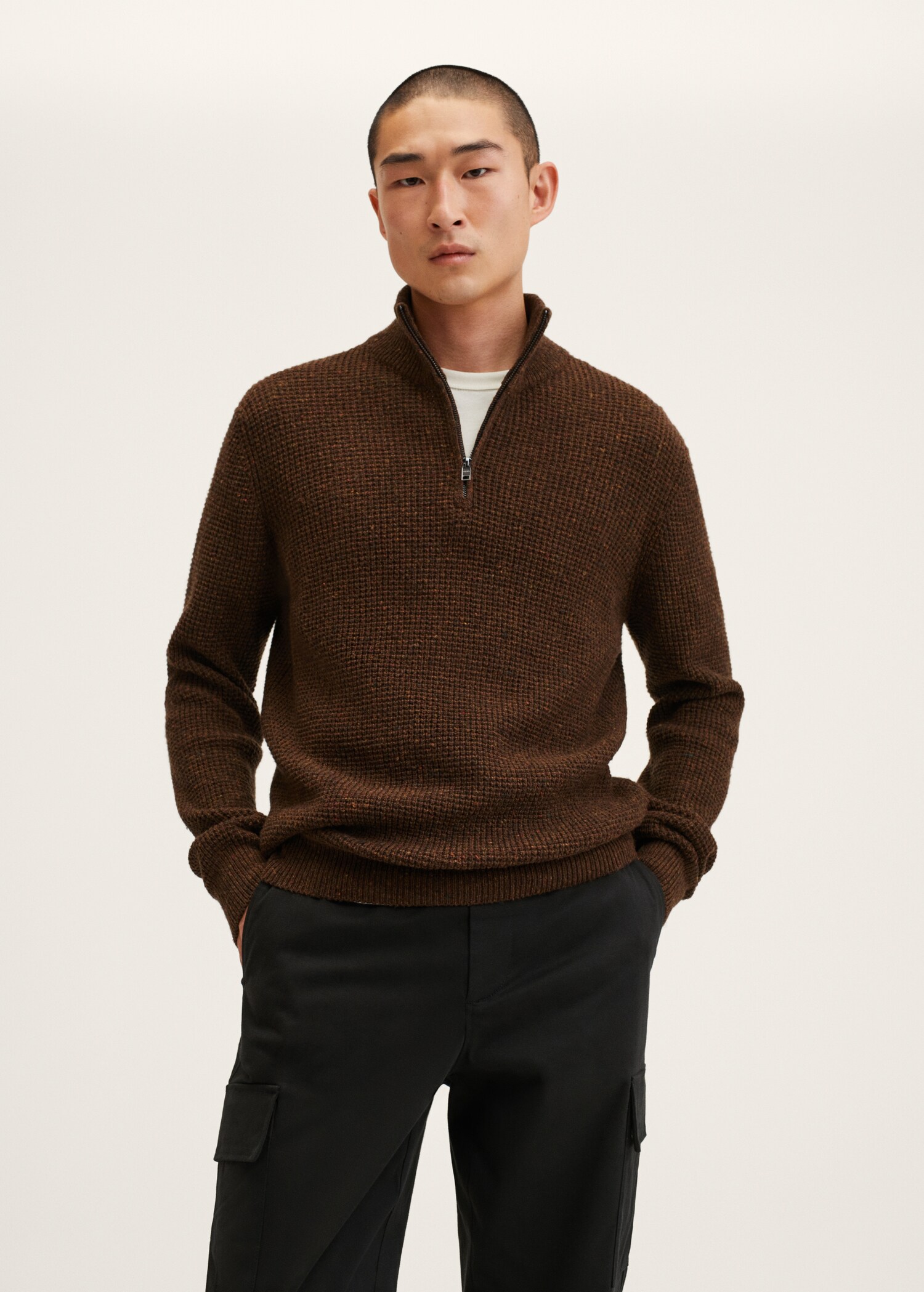 Wool zip neck jumper - Medium plane