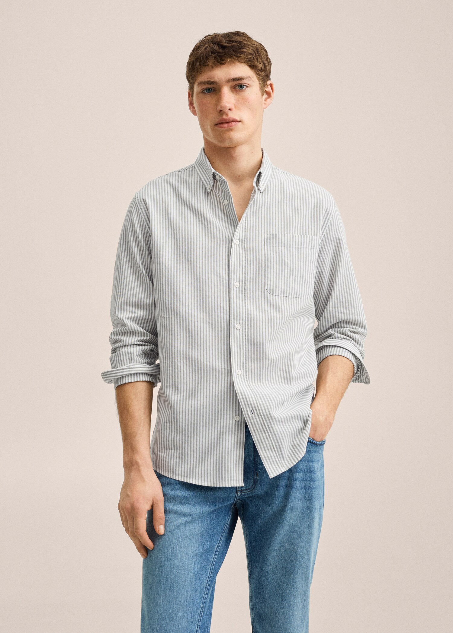 Regular-fit cotton striped shirt - Medium plane