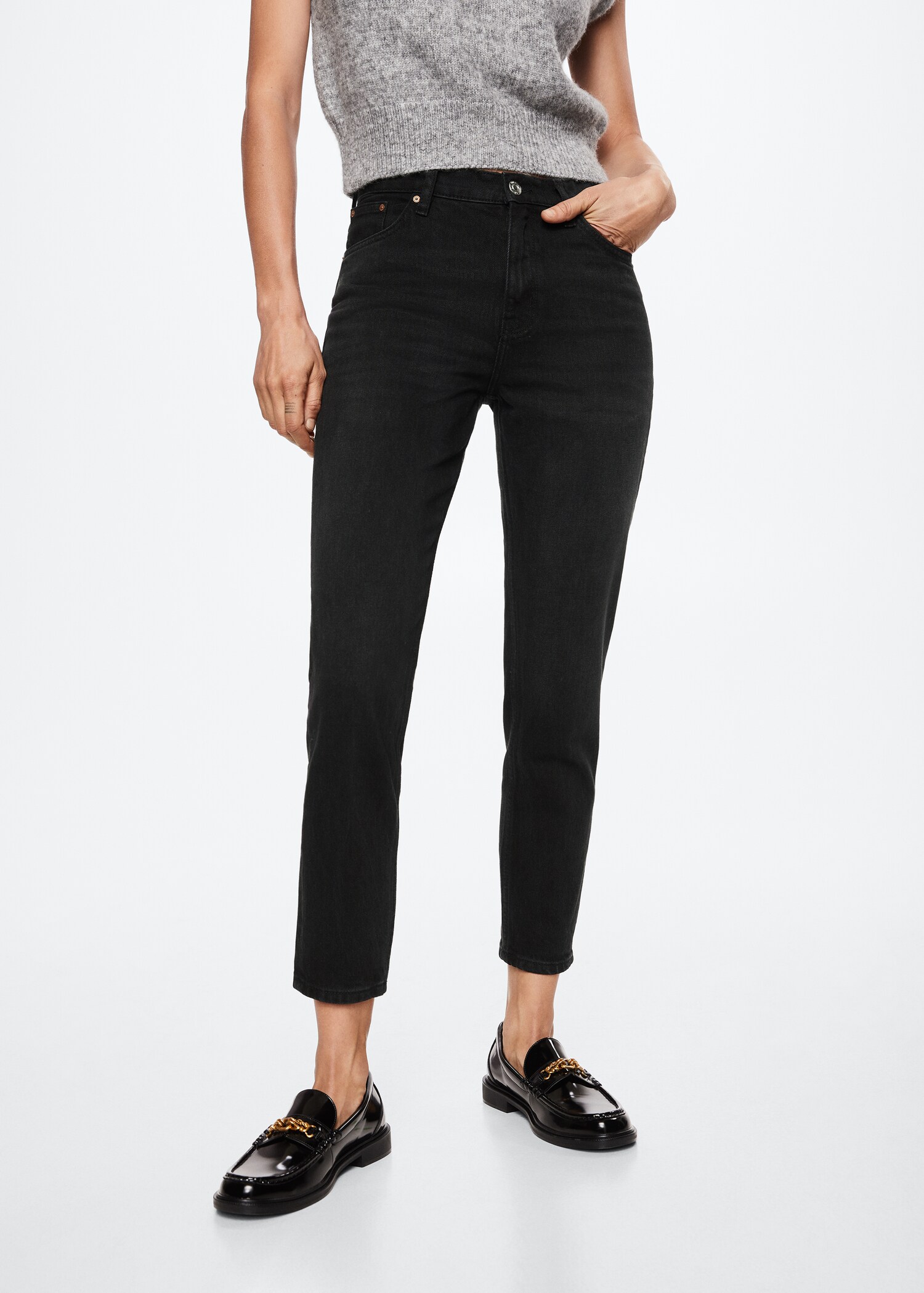 Comfort mom jeans met hoge taille - Middenvlak