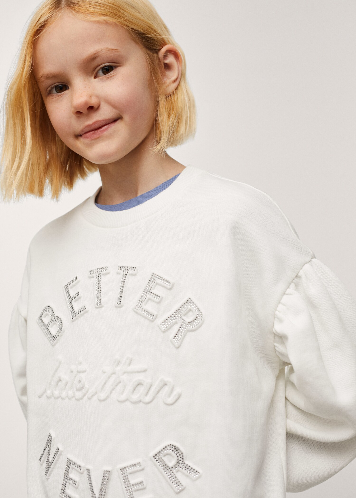 Sudadera algodón mensaje relieve - Plano medio