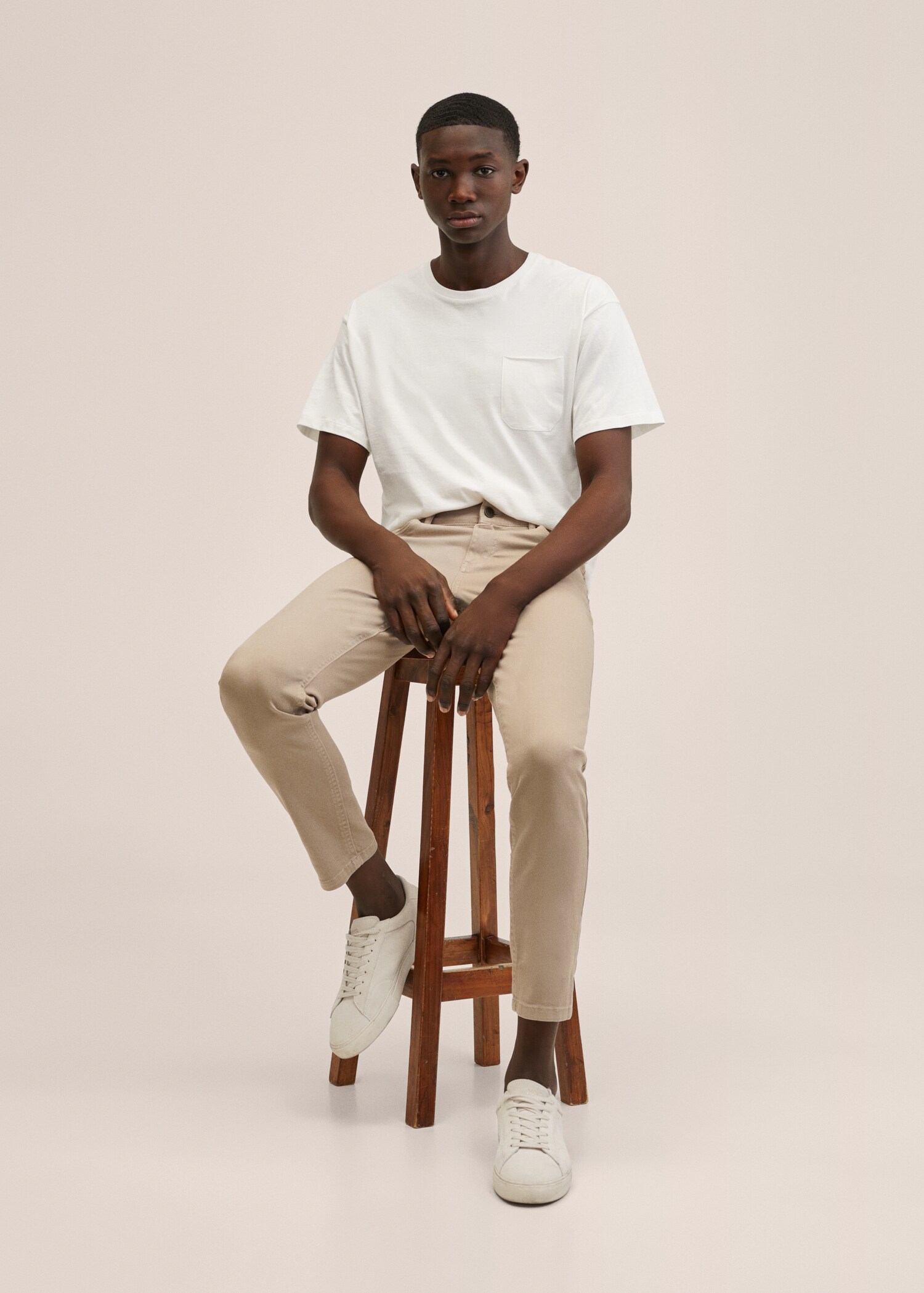 Regular-fit cotton trousers - Medium plane