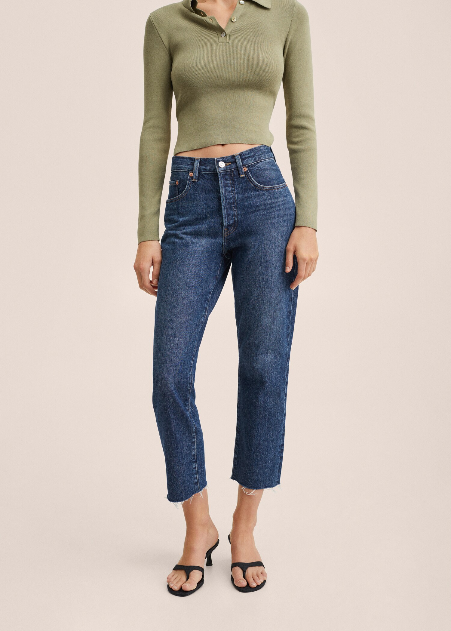 Highwaist straight cropped jeans - Medium plane