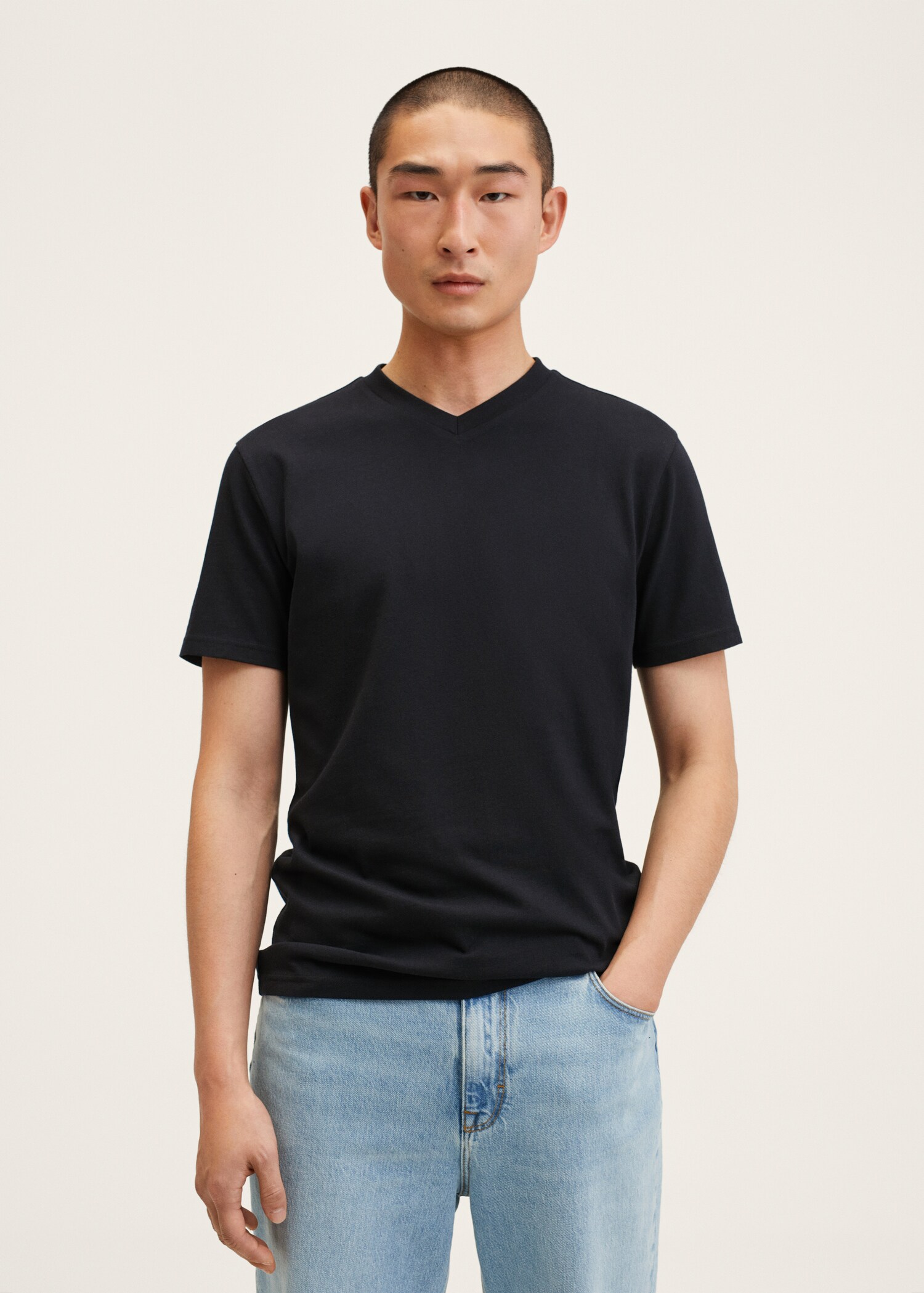 Sustainable cotton basic T-shirt - Medium plane