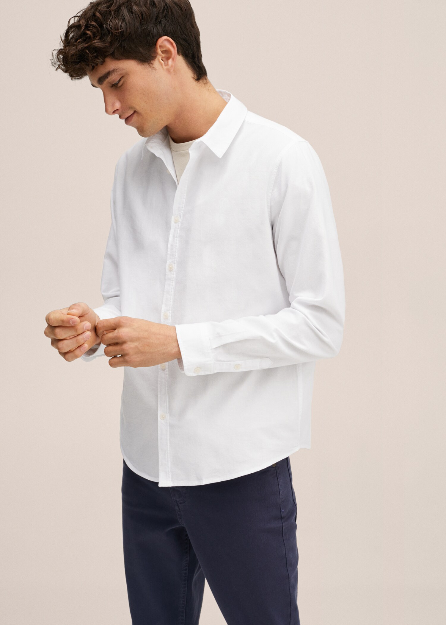 Camisa regular fit Oxford cotó - Pla mig