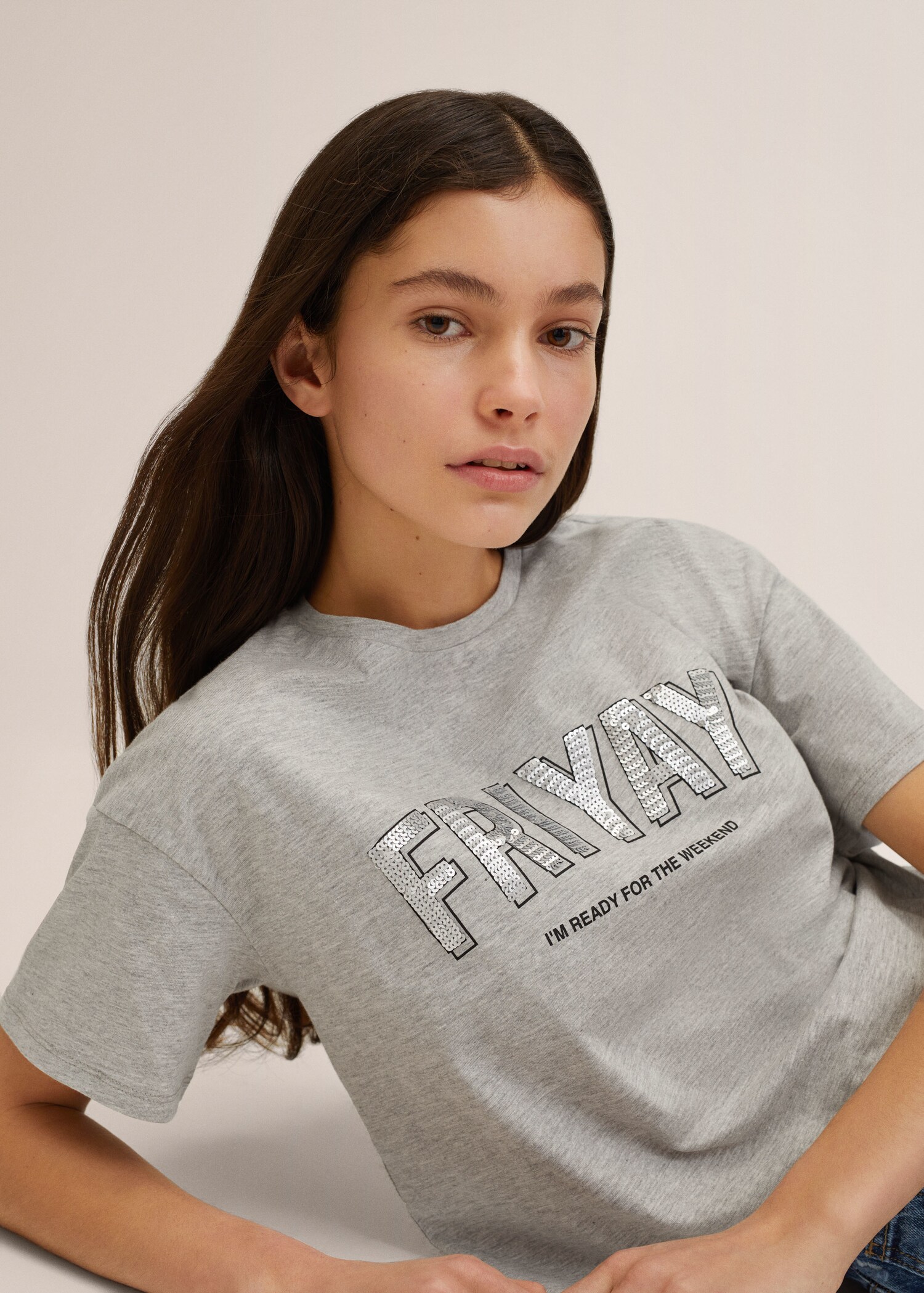 Sequins crop t-shirt - Medium plane