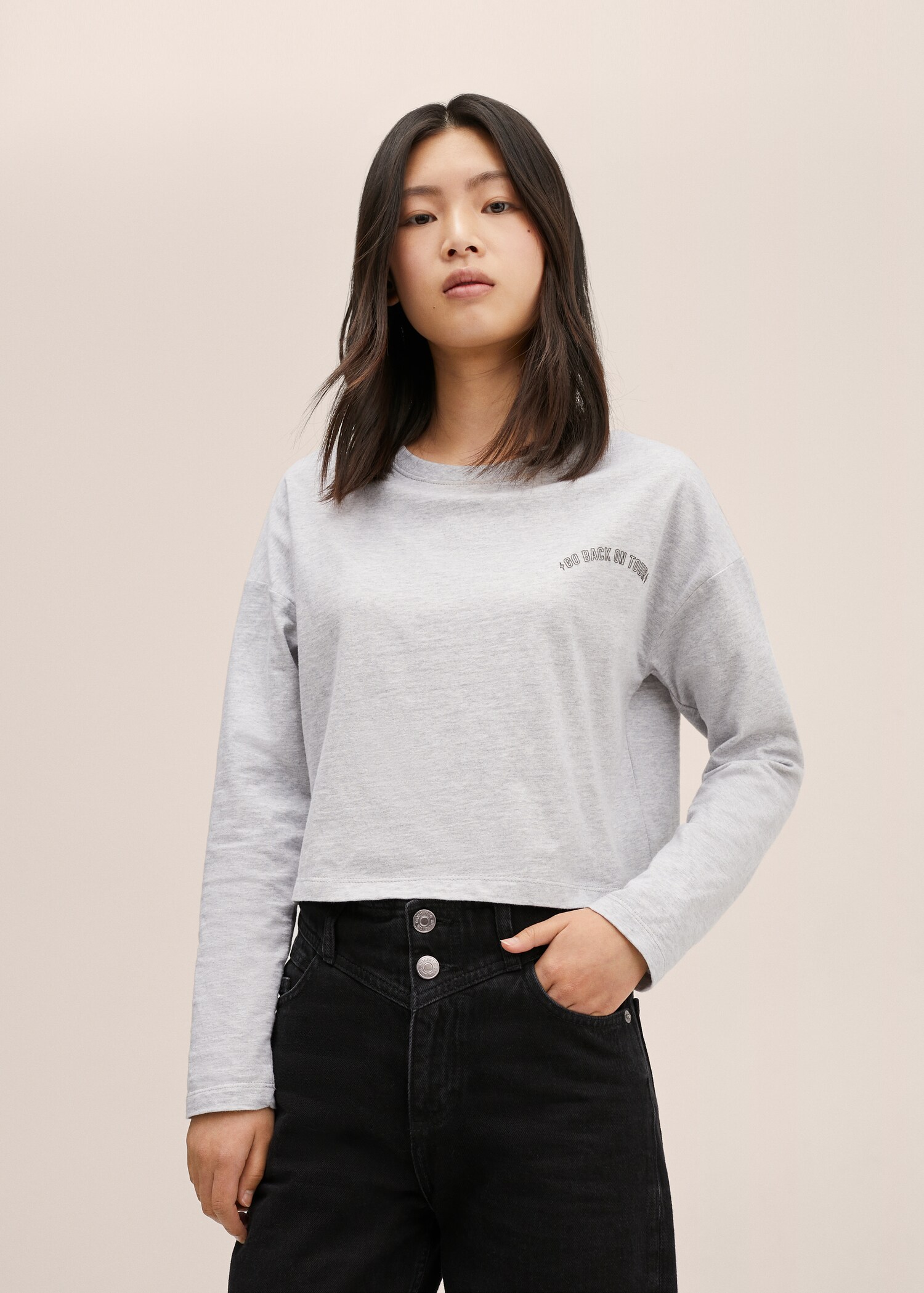 Long-sleeved t-shirt with message - Medium plane