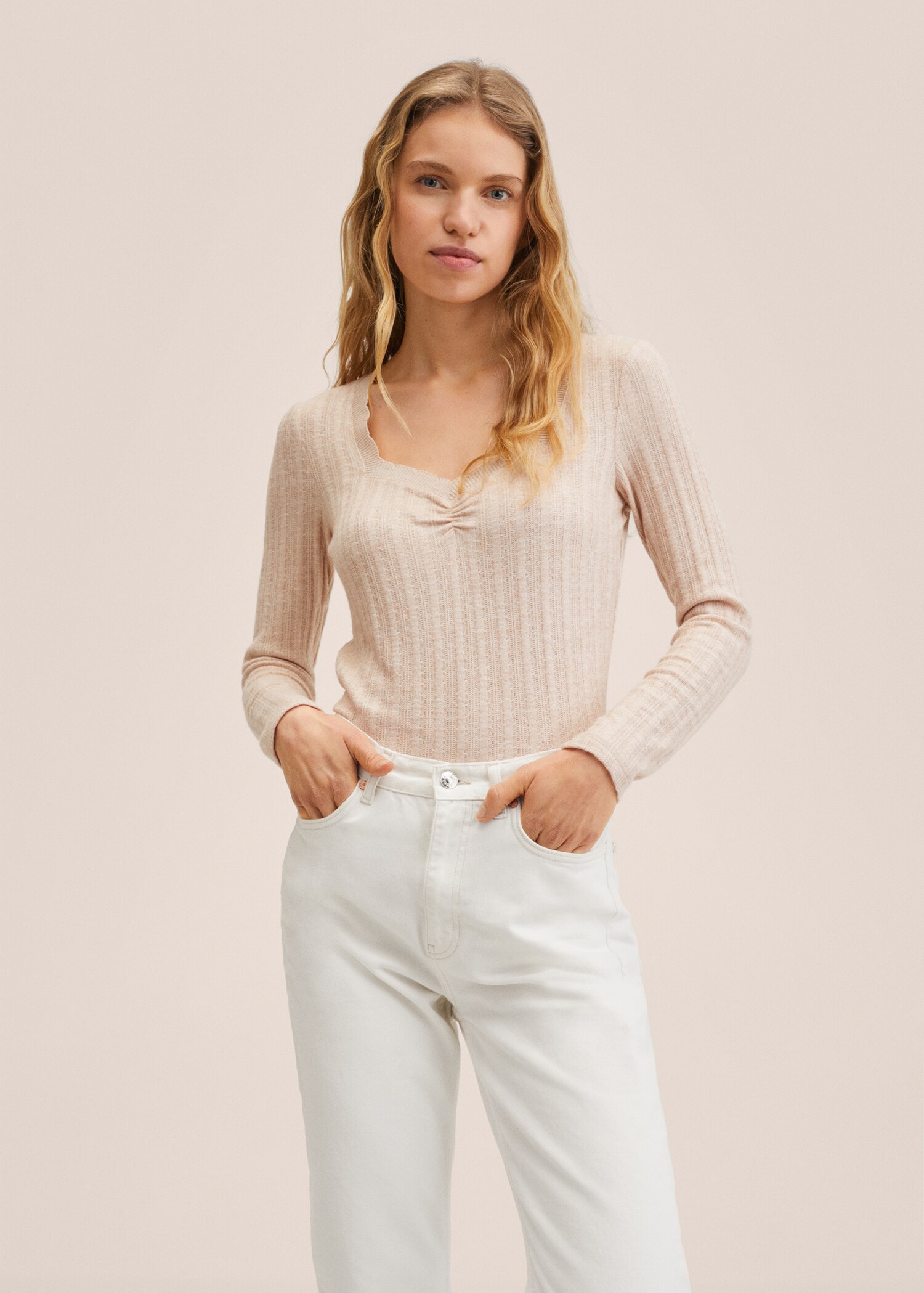 Ribbed  knit t-shirt - Medium plane