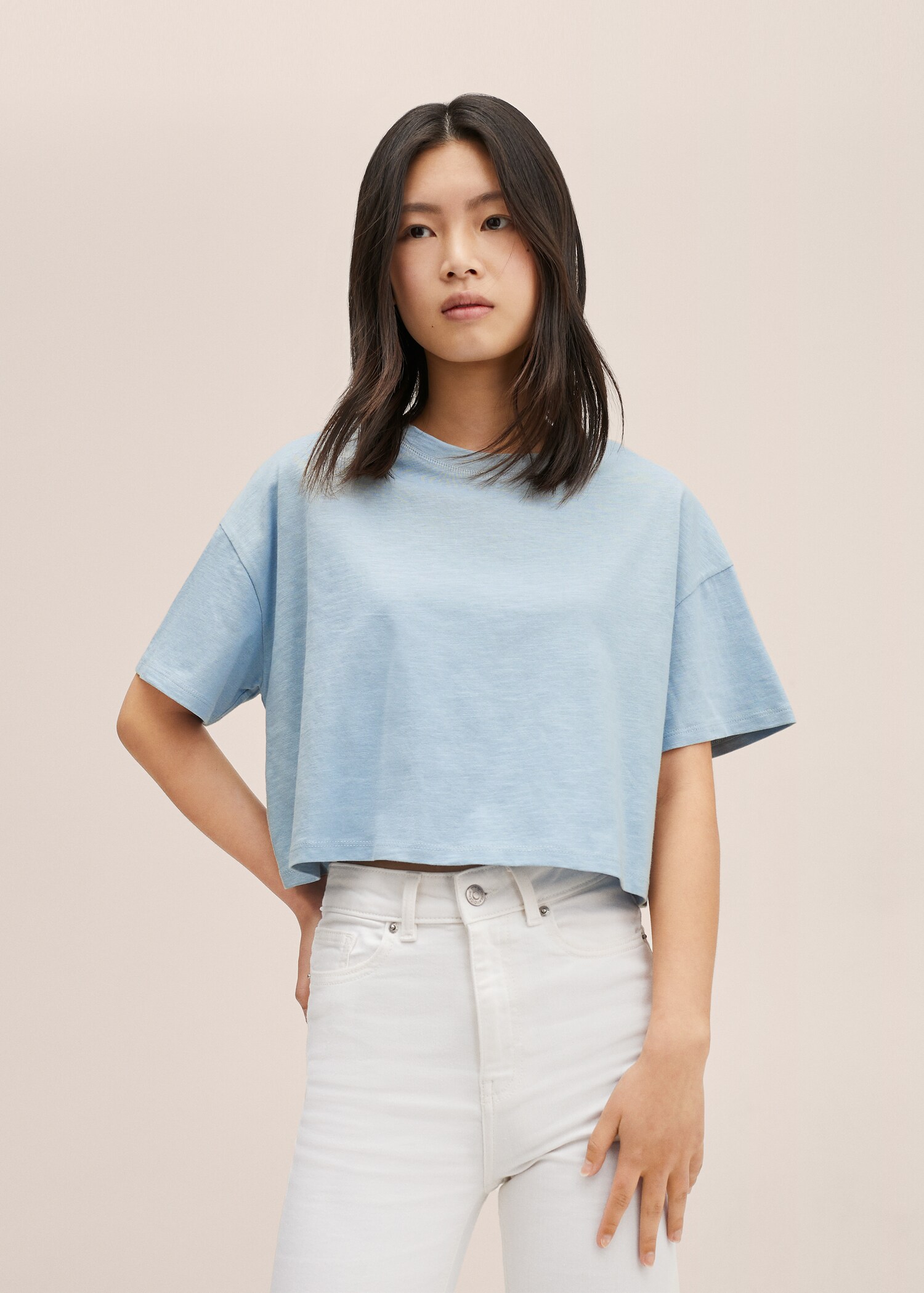 Cropped cotton T-shirt - Medium plane