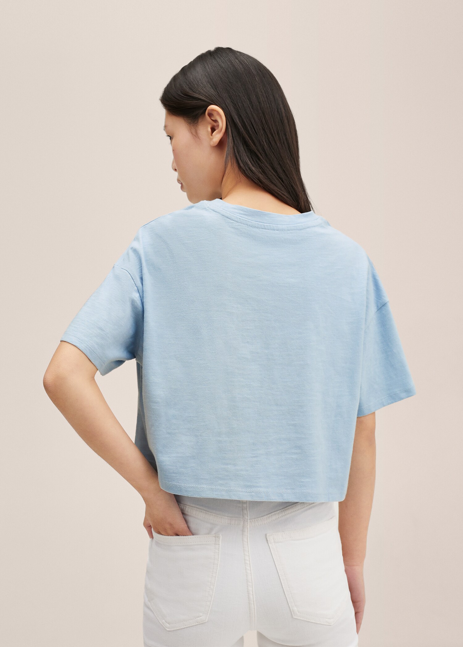 Cropped cotton T-shirt - Reverse of the article