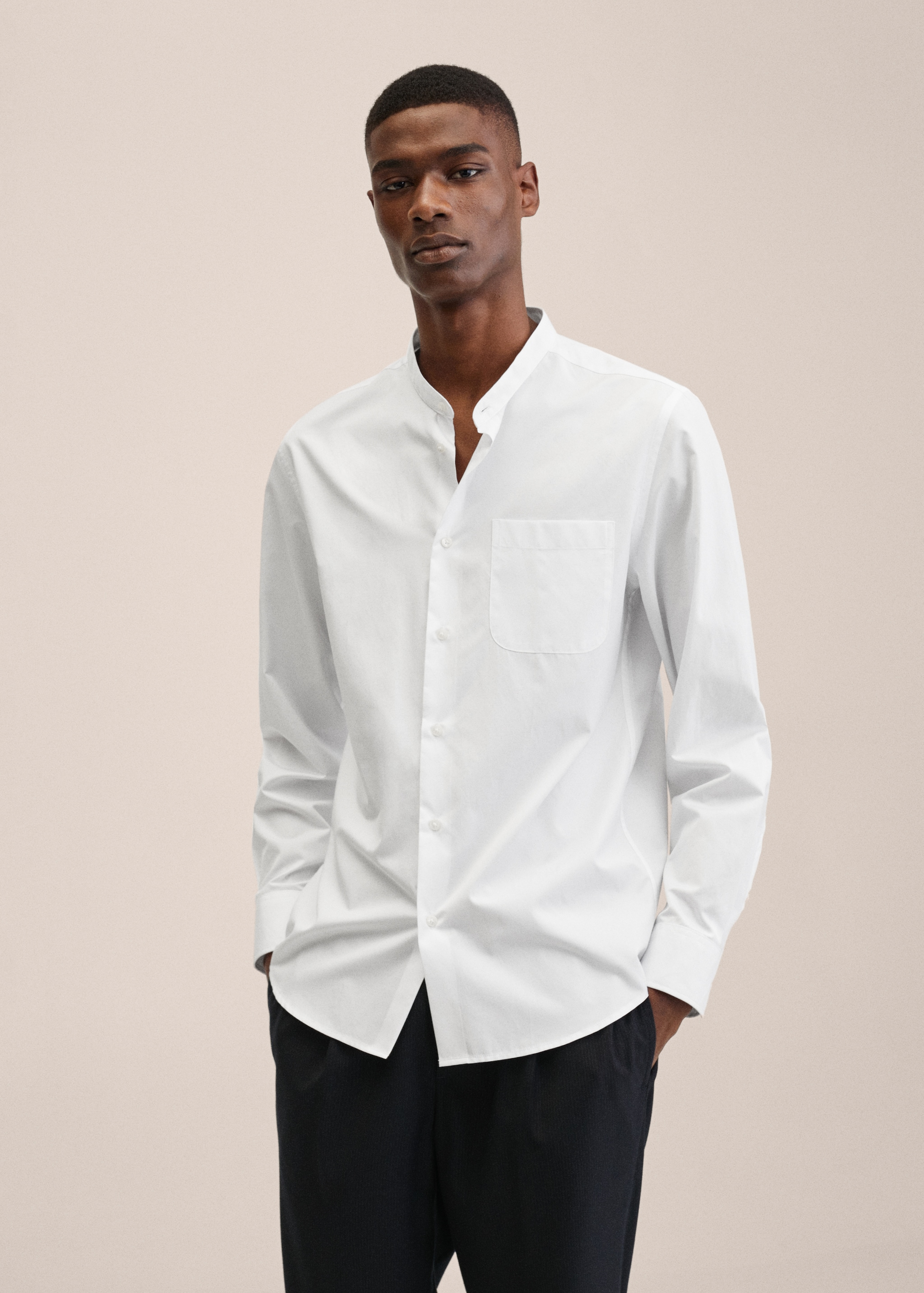 Slim-fit cotton poplin shirt - Medium plane