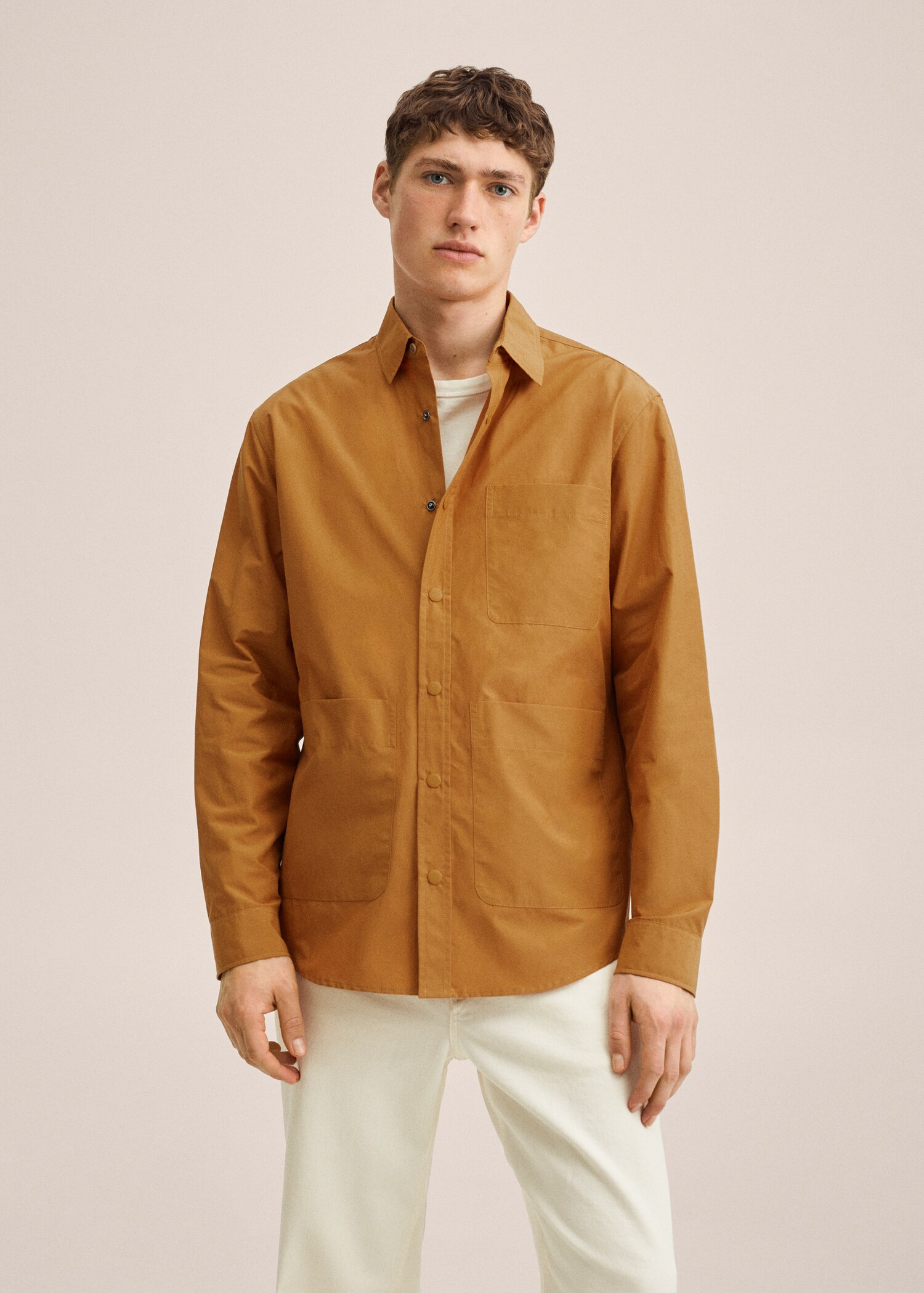 Chest-pocket cotton shirt - Medium plane