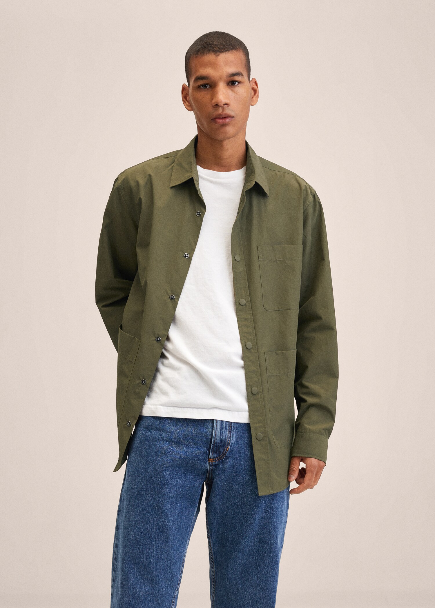Chest-pocket cotton shirt - Medium plane