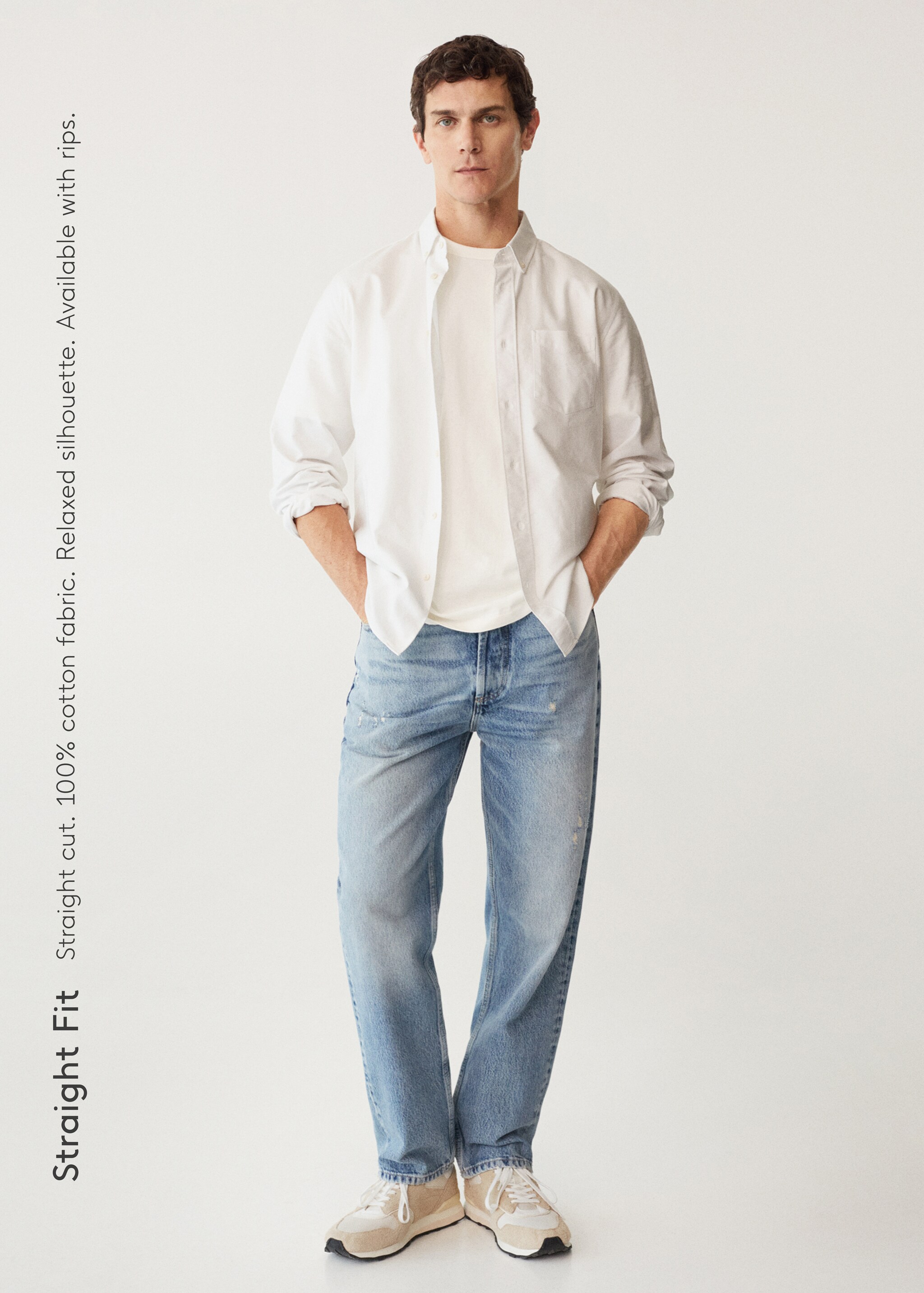 Ripped straight-fit jeans - Details of the article 5