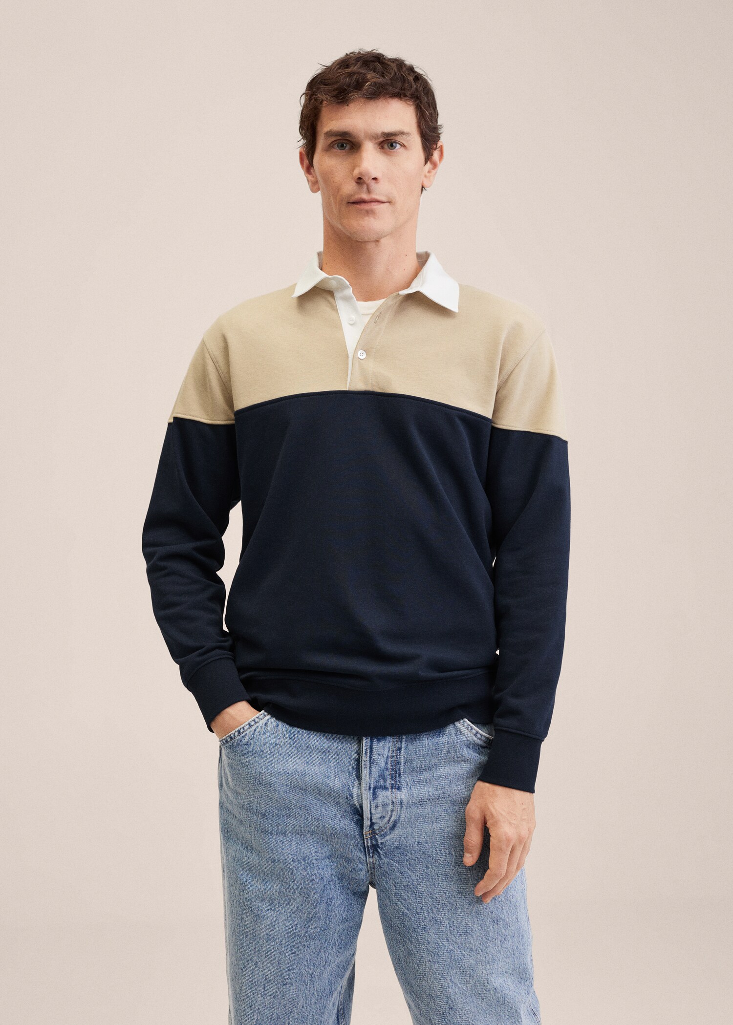 Polo algodón color block - Plano medio