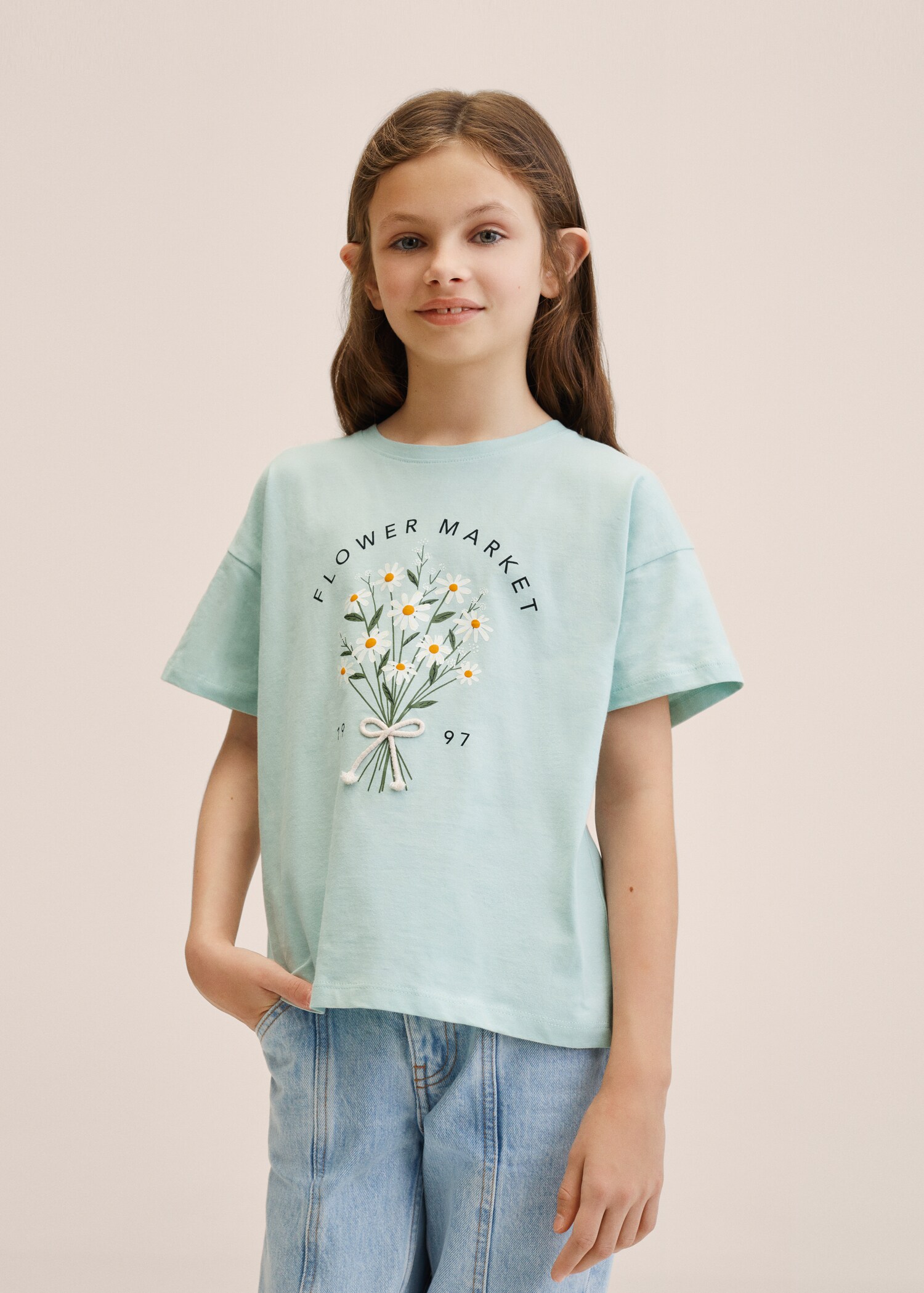 Floral cotton t-shirt - Medium plane