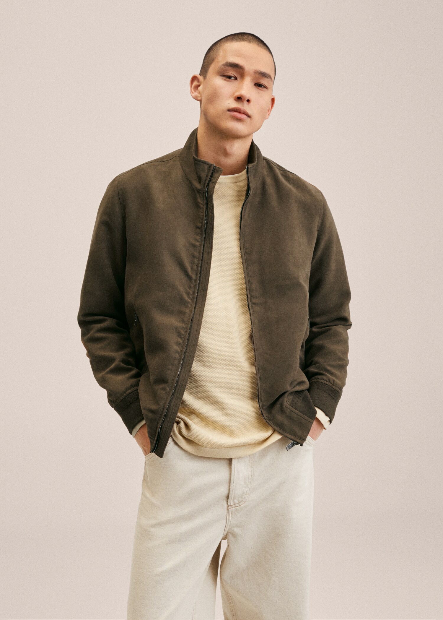 Suede-effect bomber jacket - Medium plane