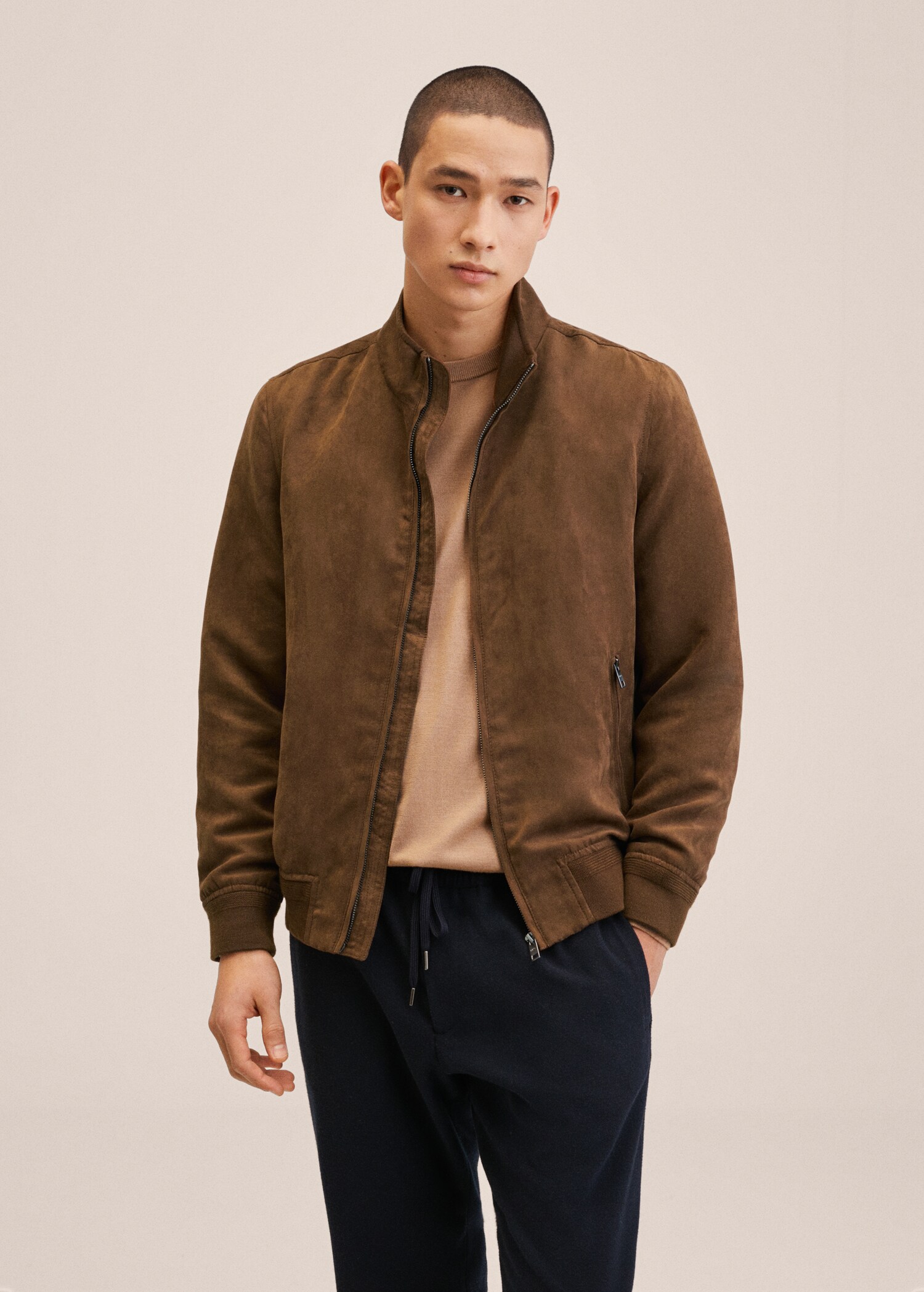 Suede-effect bomber jacket - Medium plane