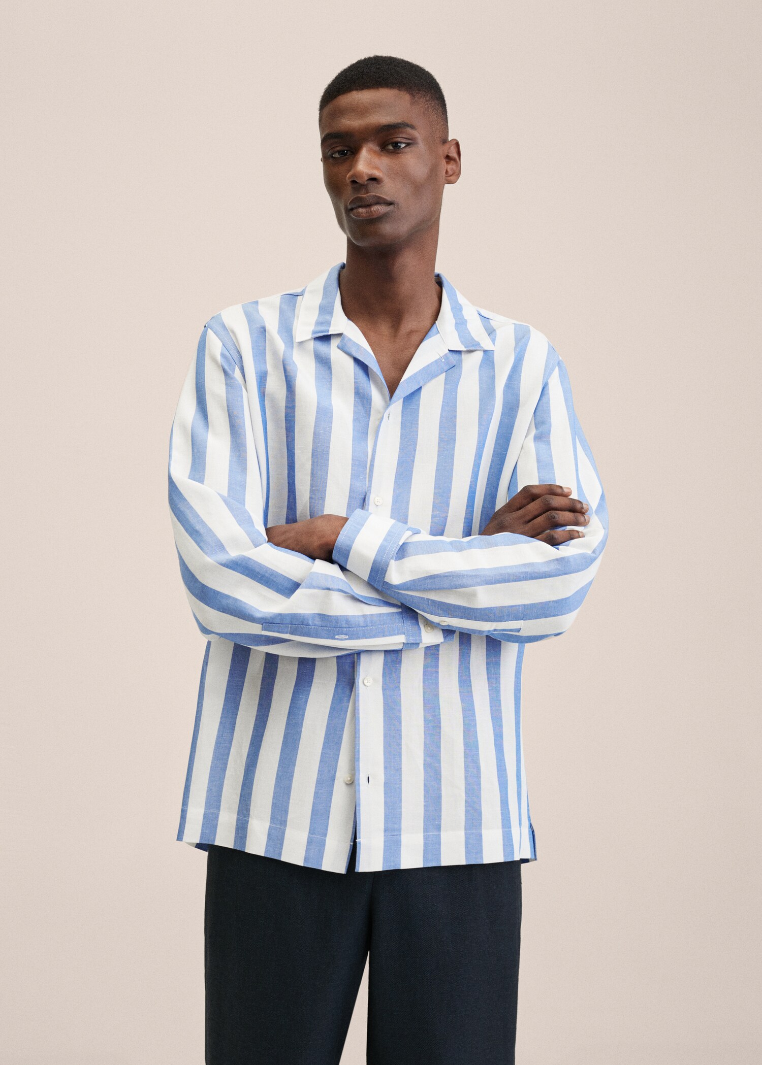 Striped bowling fluid shirt - Medium plane