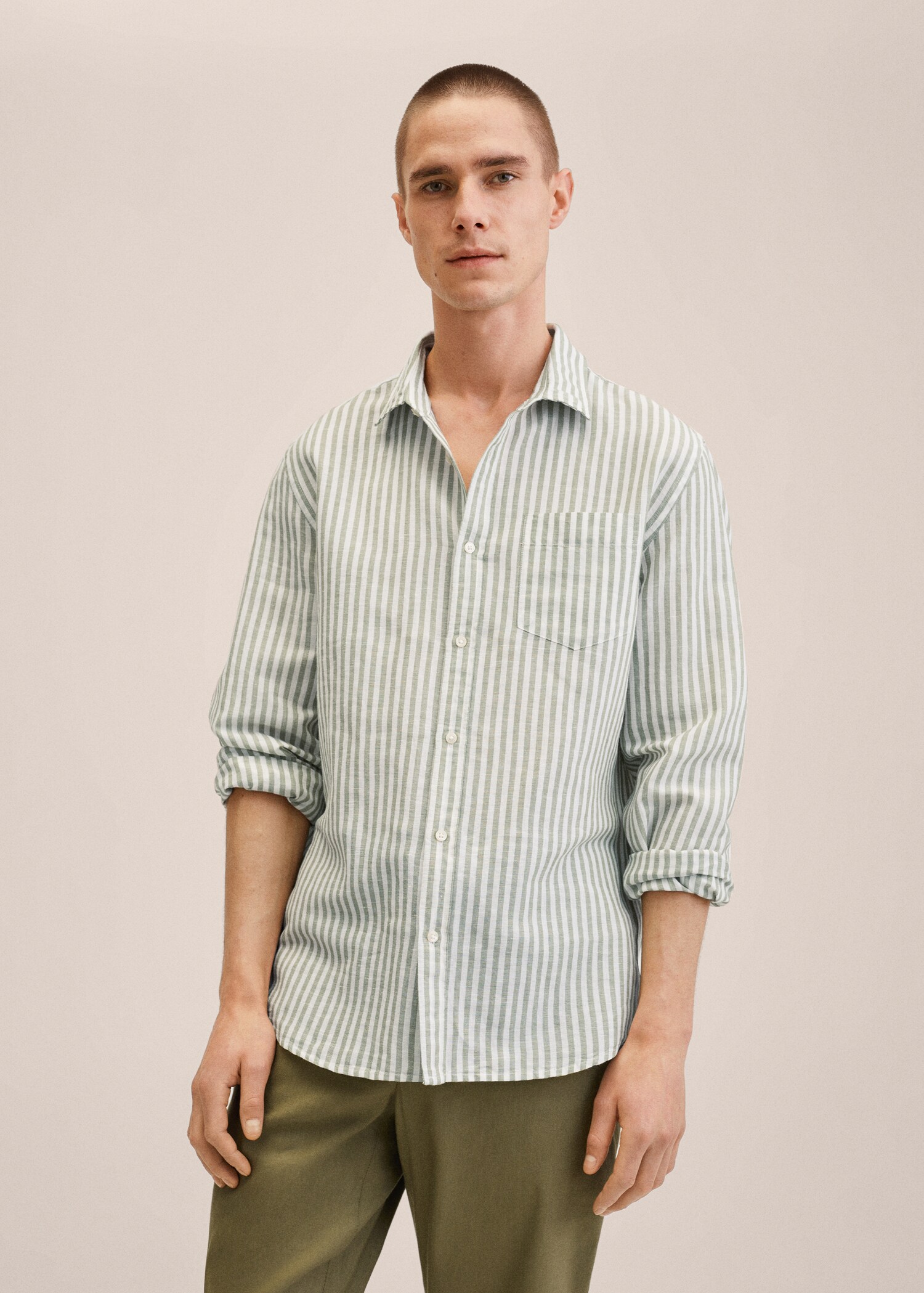 Slim fit striped linen shirt - Medium plane