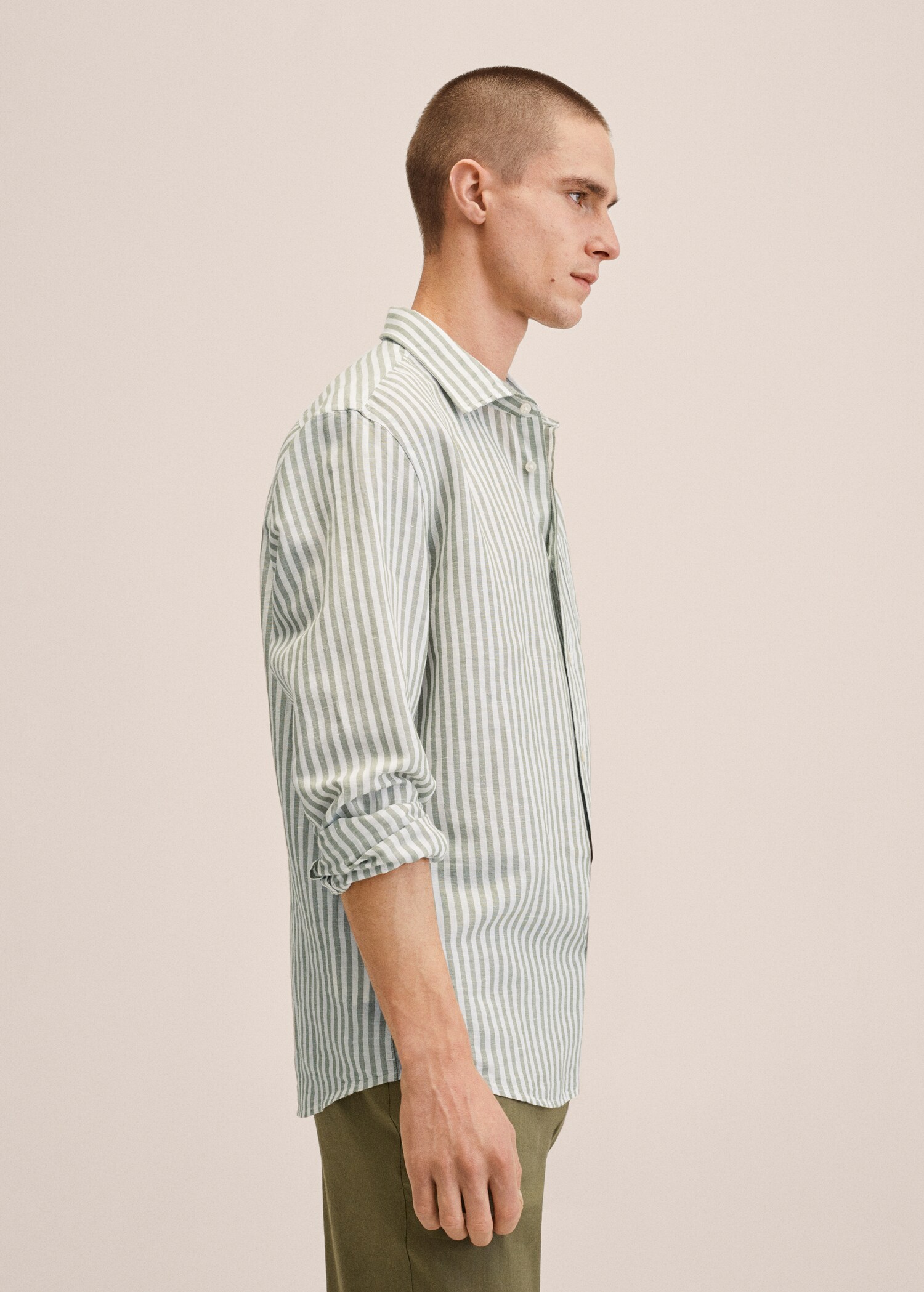 Slim fit striped linen shirt - Details of the article 2