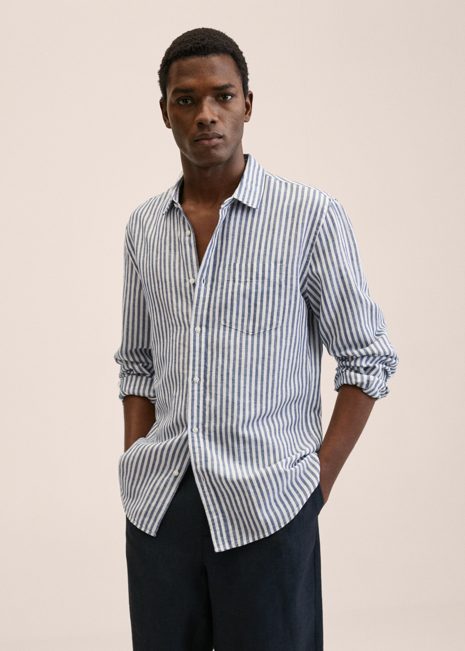 Slim fit striped linen shirt - Medium plane