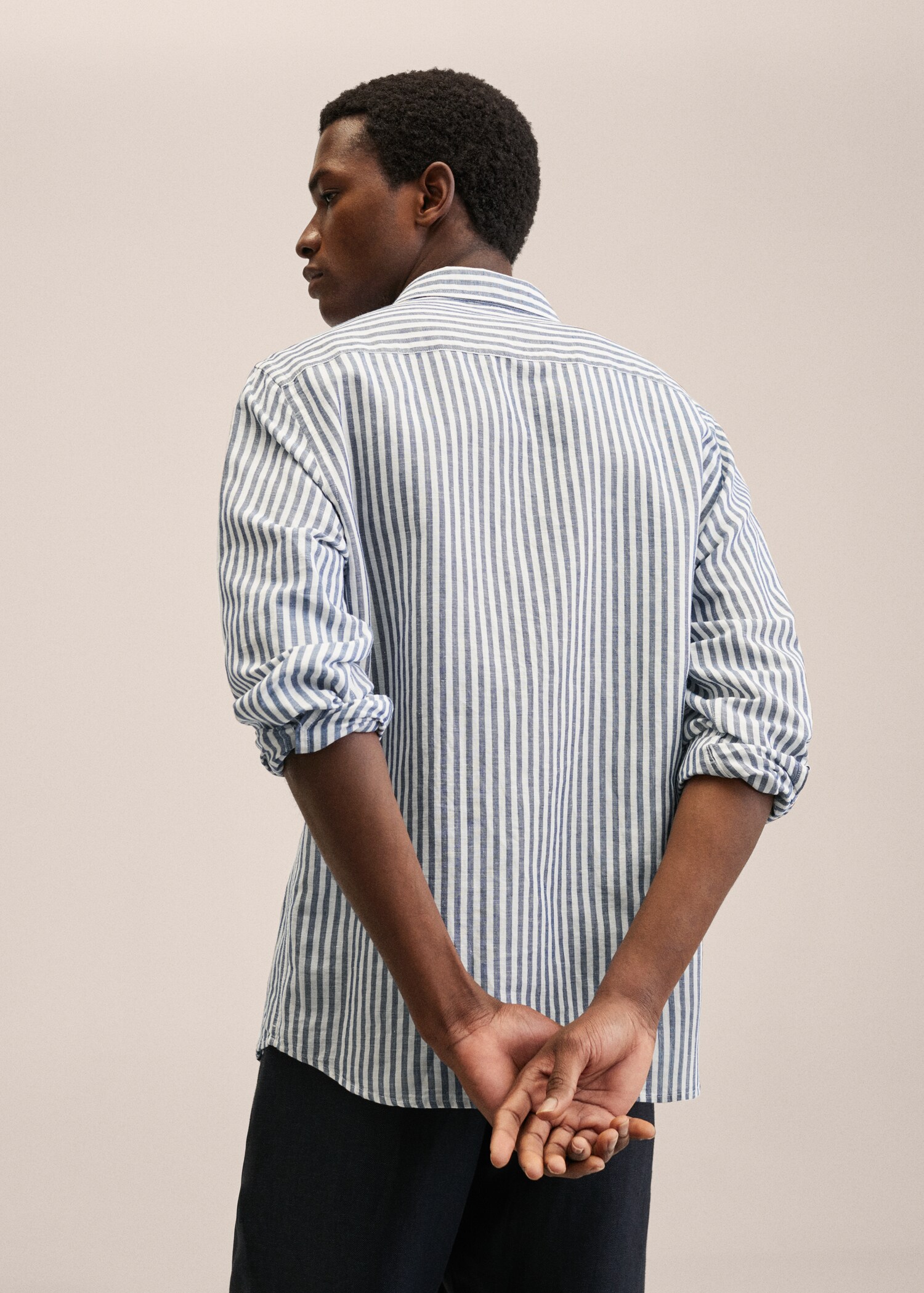 Slim fit striped linen shirt - Reverse of the article