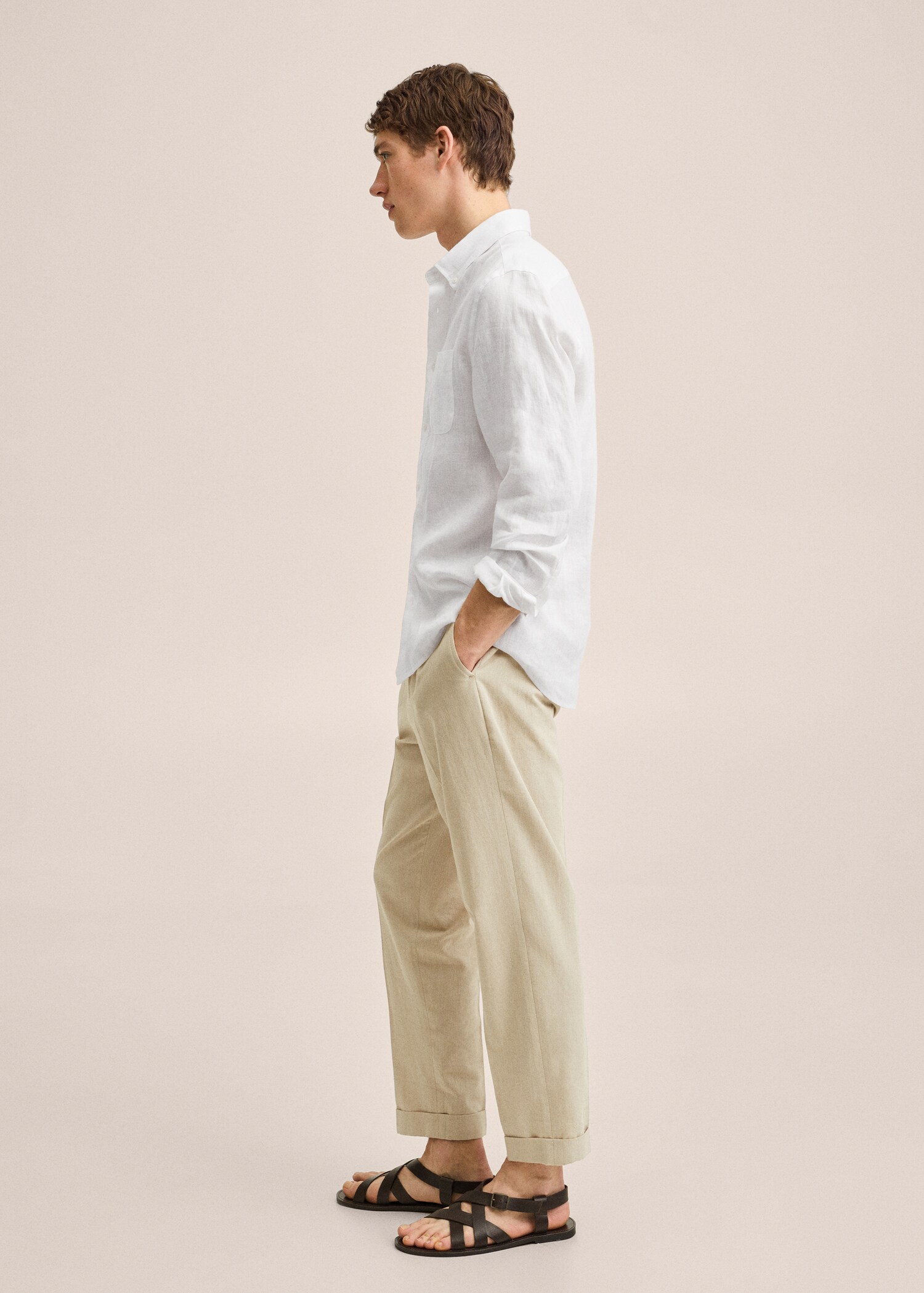 100% linen slim-fit shirt - Details of the article 2
