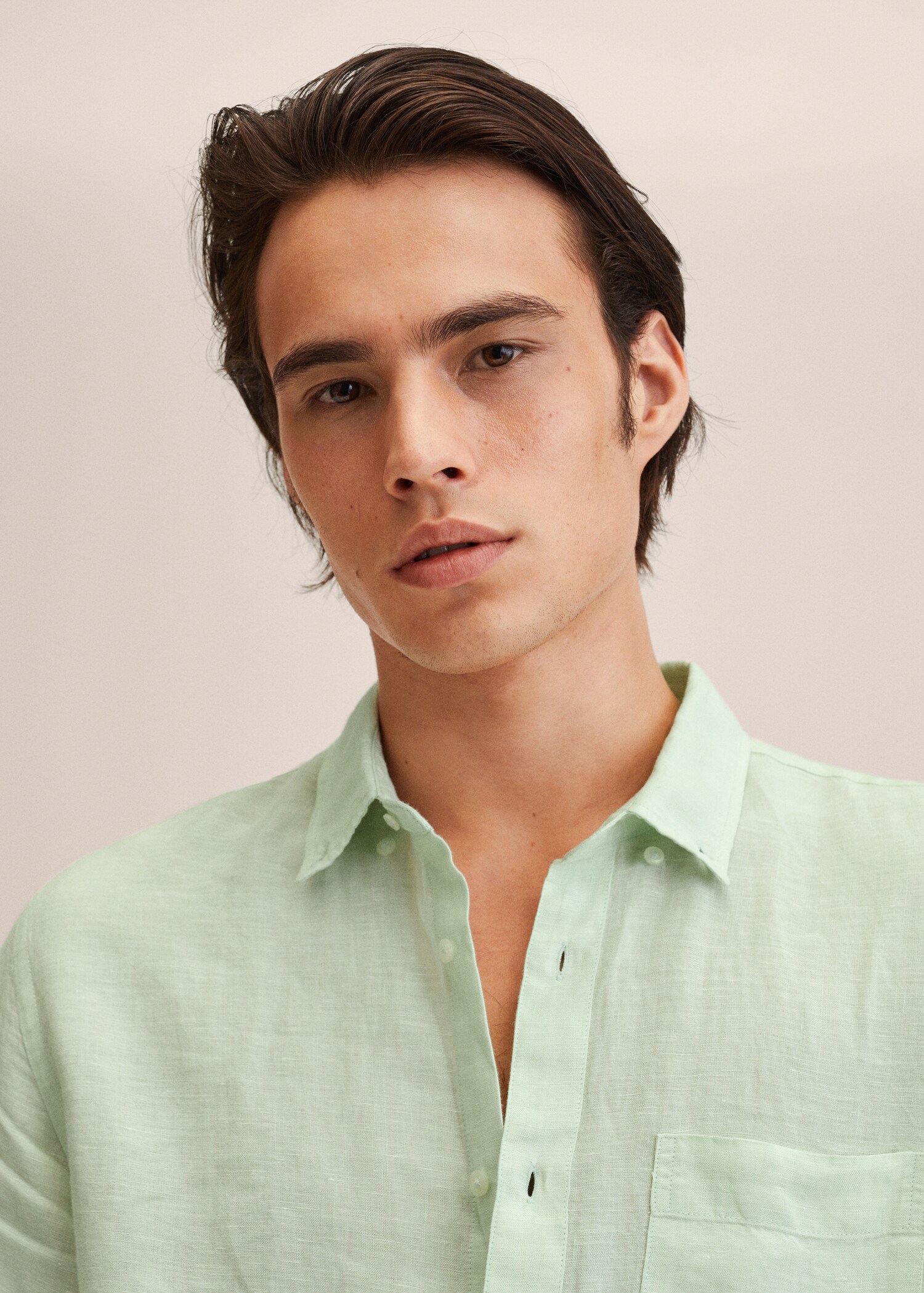 100% linen slim-fit shirt - Details of the article 1