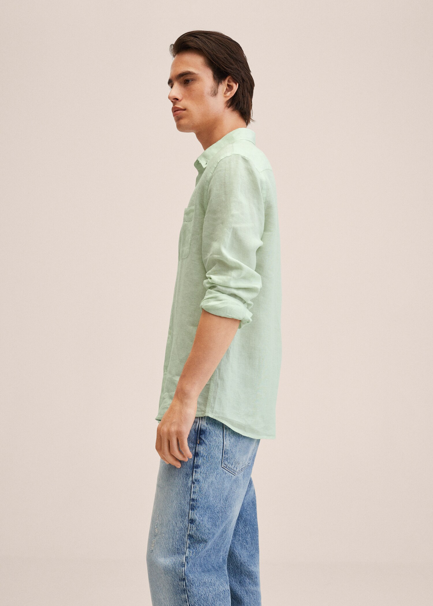100% linen slim-fit shirt - Details of the article 2