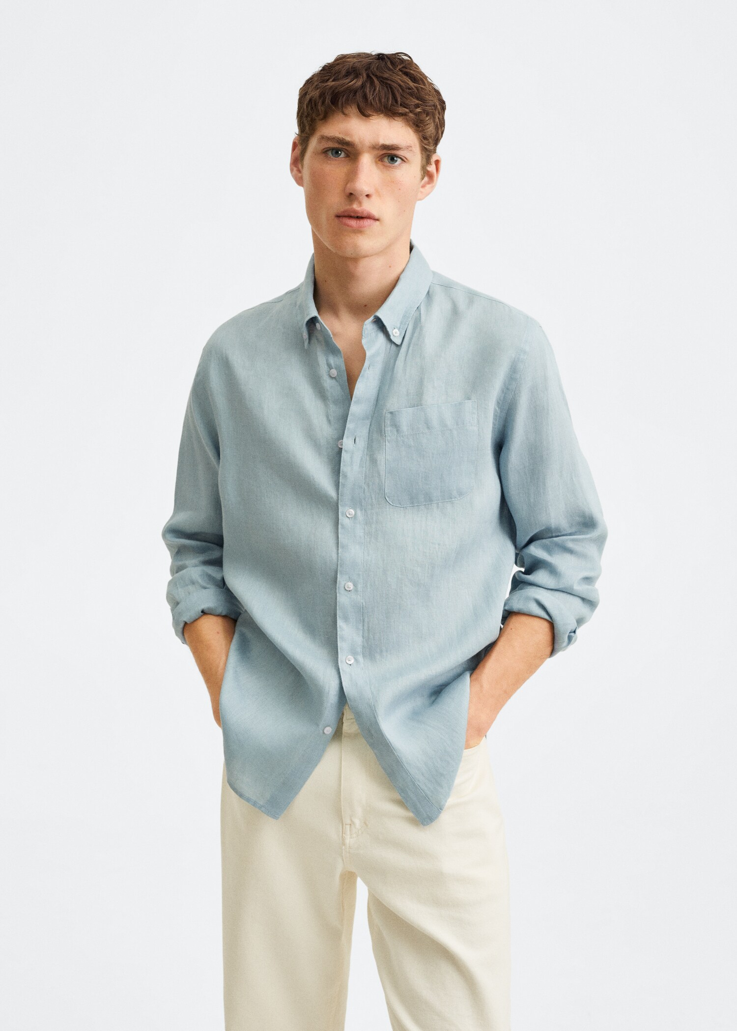 Camisa slim fit 100% lino - Plano medio