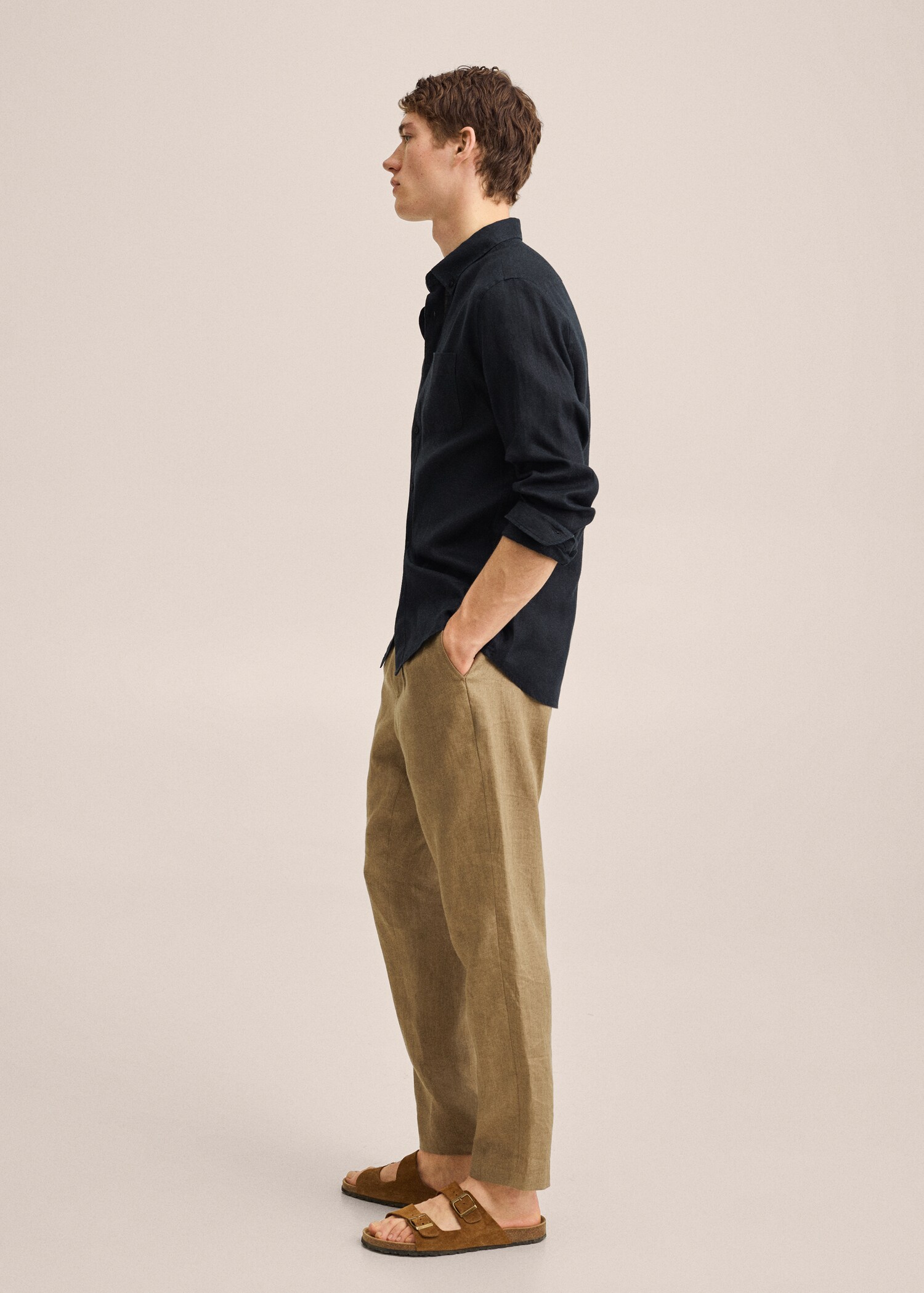 100% linen slim-fit shirt - Details of the article 2