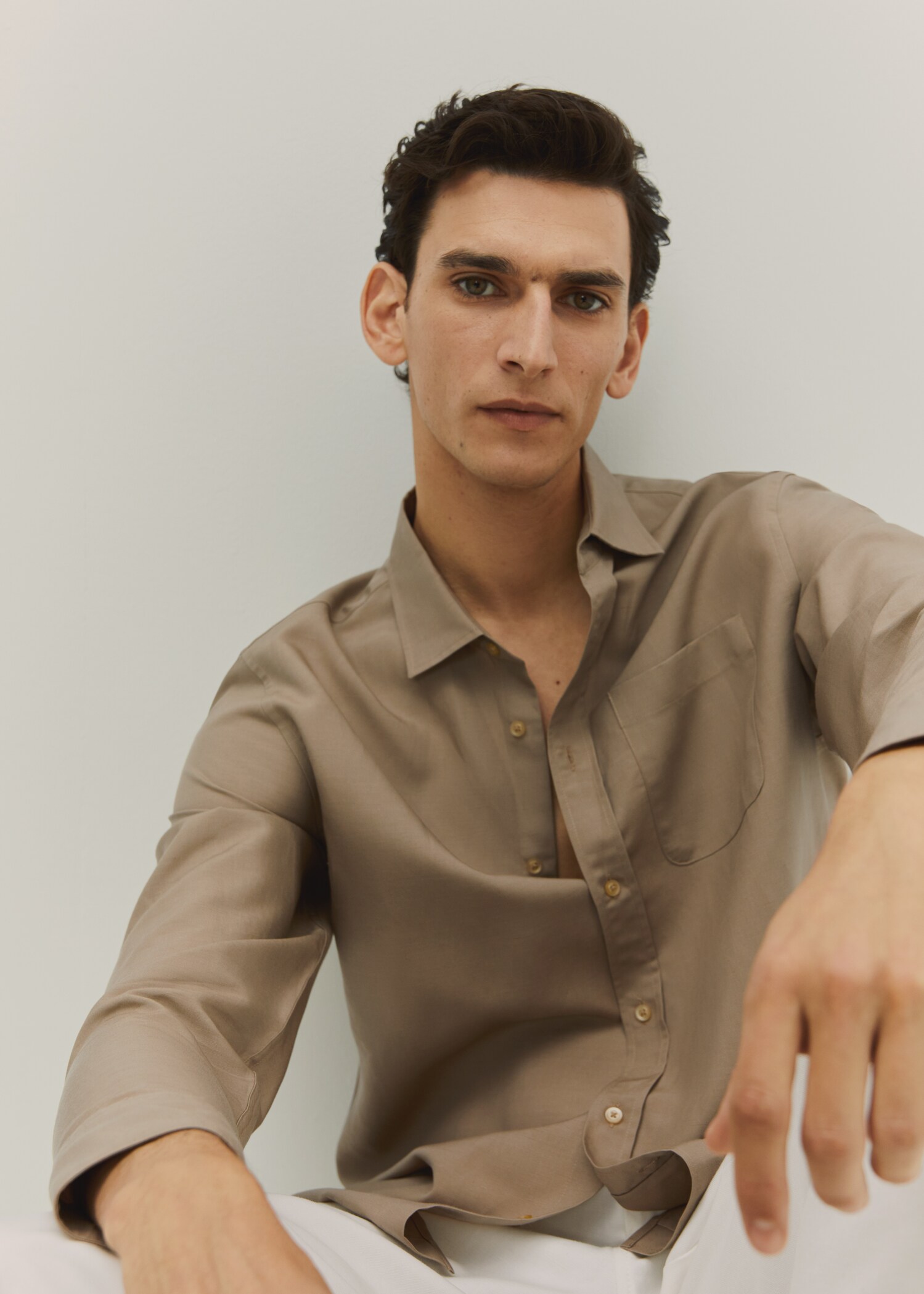 Camisa lyocell lino bolsillo - Detalle del artículo 5