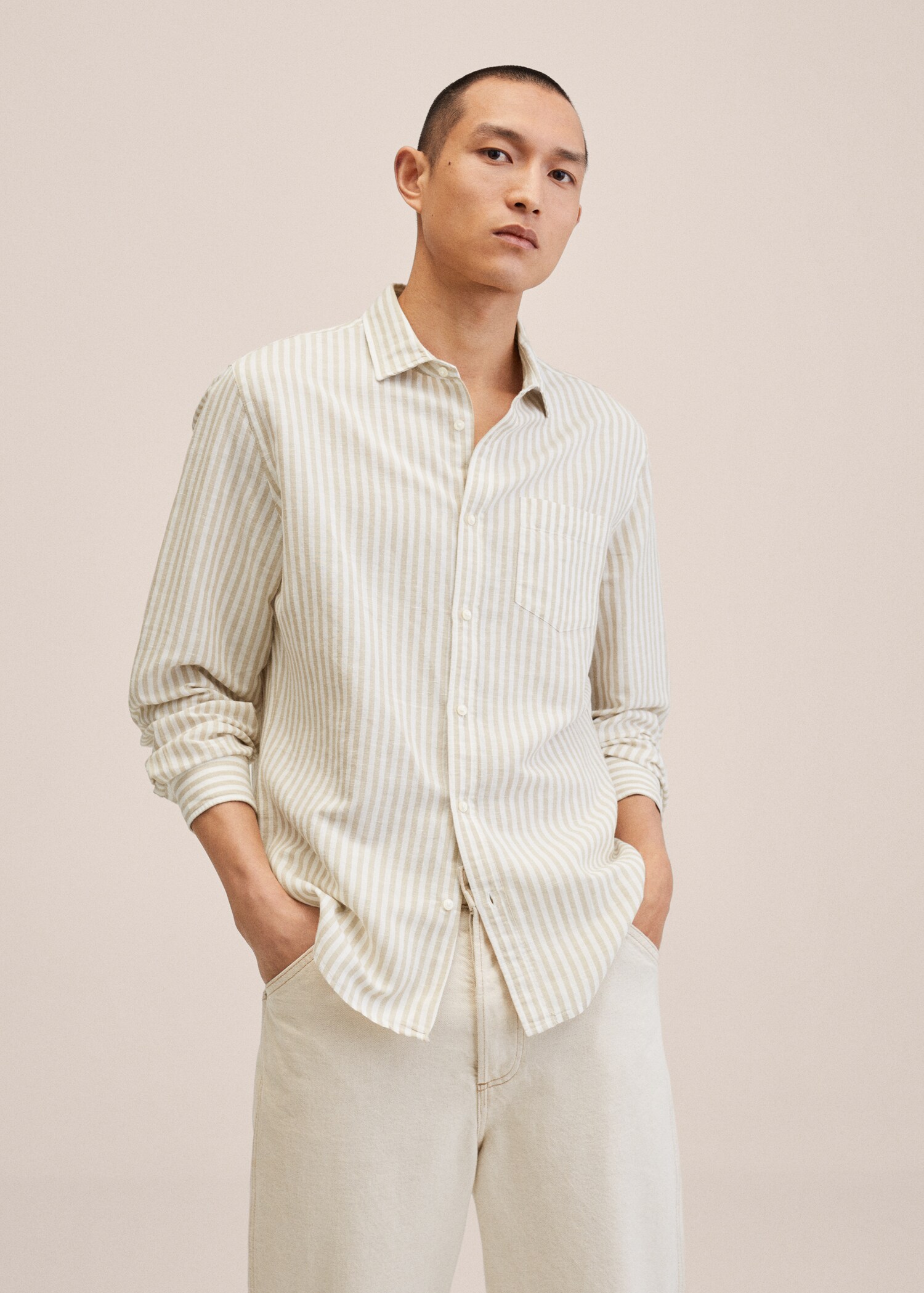 Slim fit striped linen shirt - Medium plane