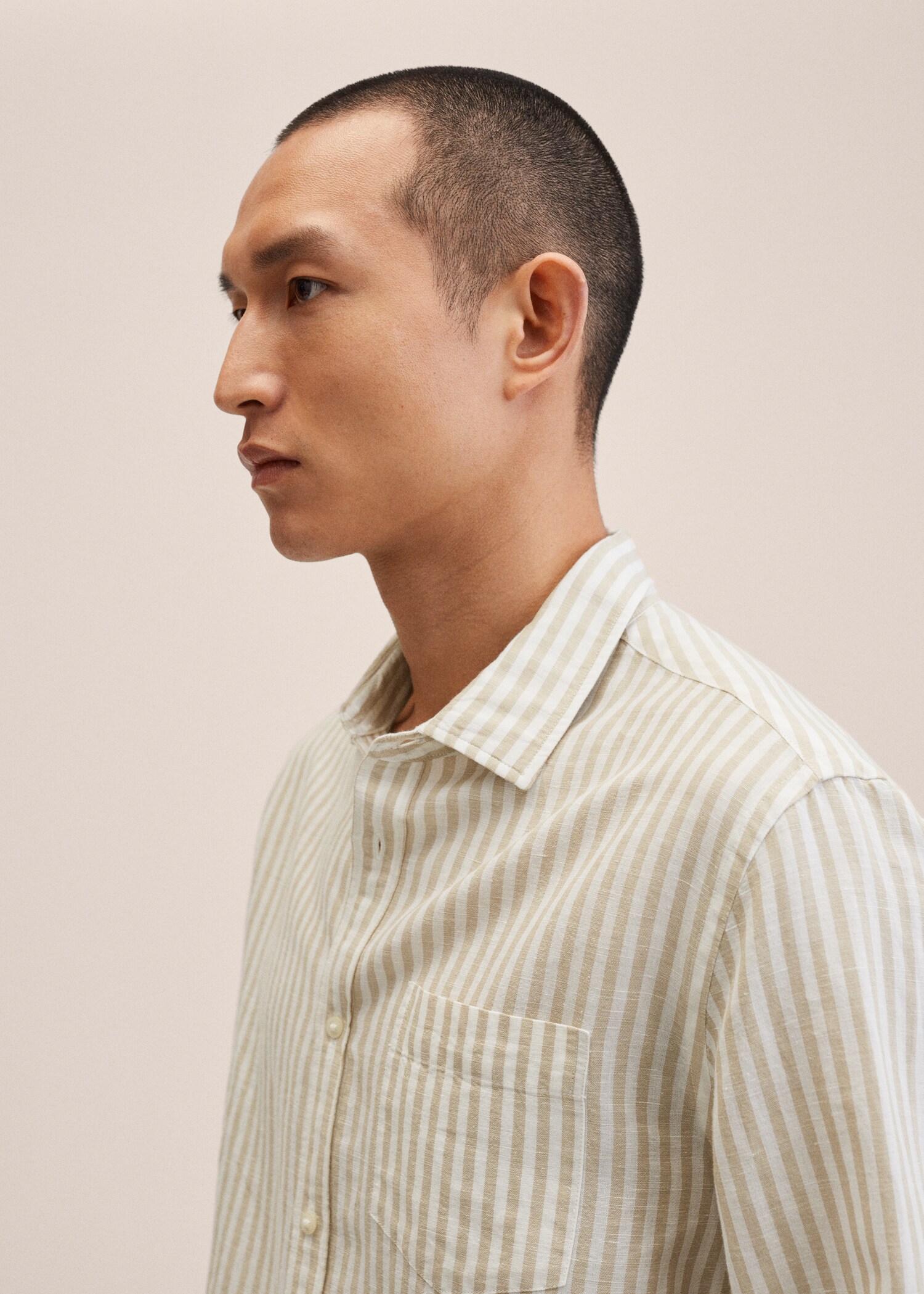 Slim fit striped linen shirt - Details of the article 1
