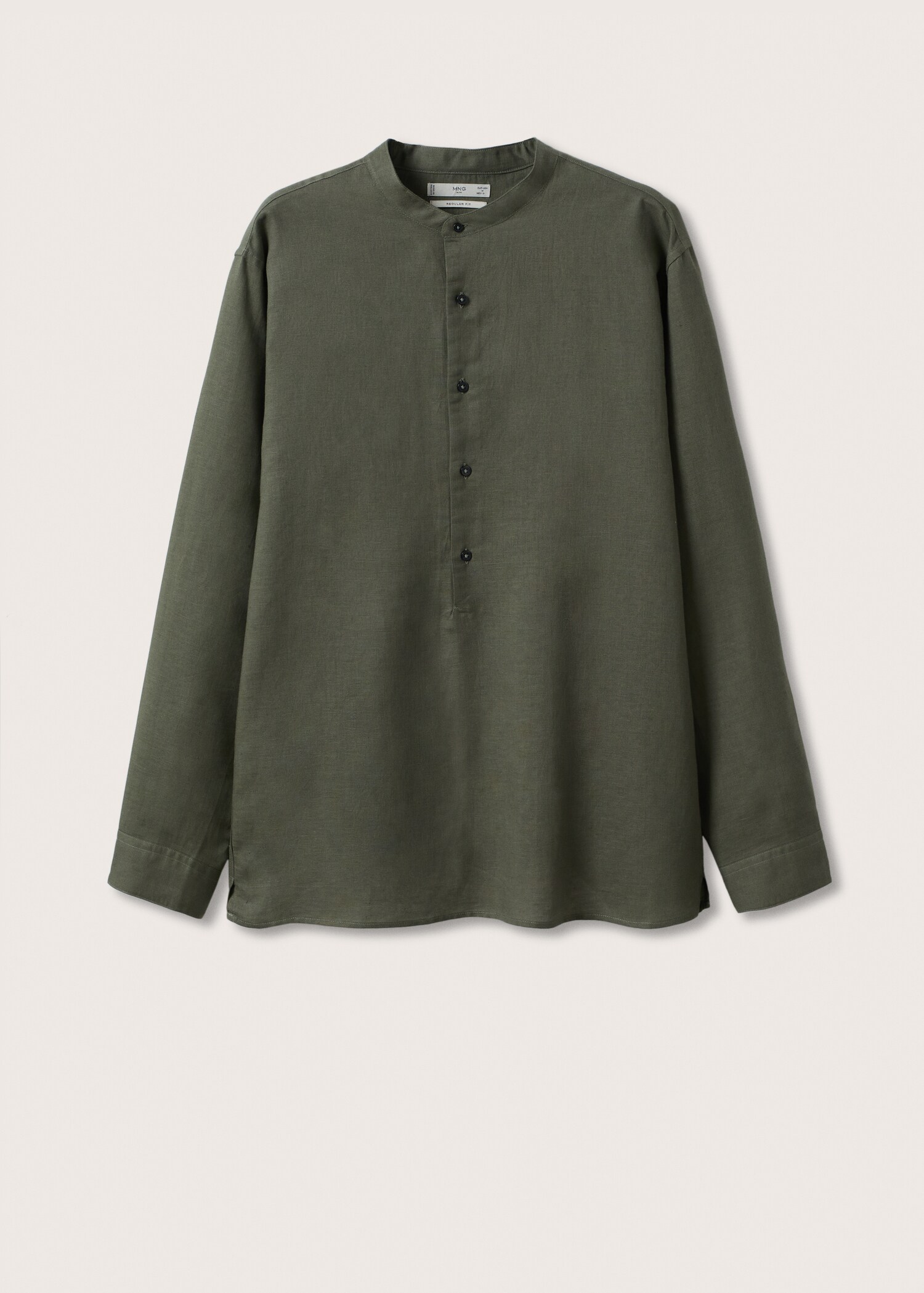 Regular-fit Mao-collar linen shirt - Article without model