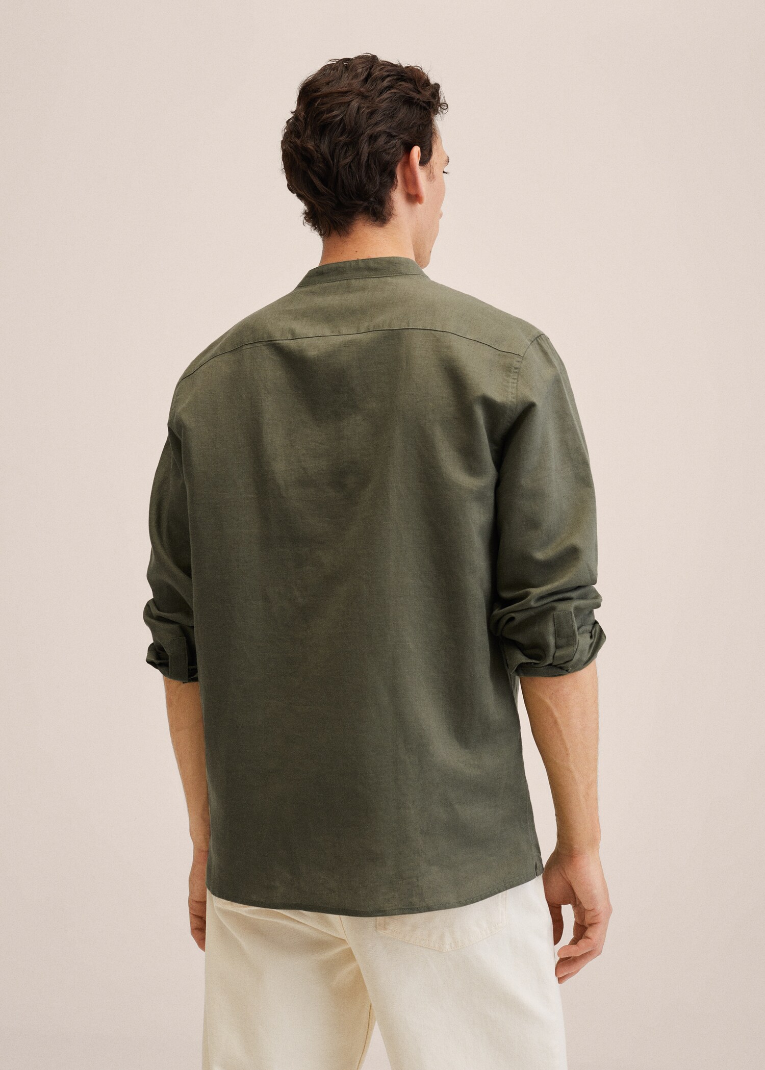 Regular-fit Mao-collar linen shirt - Reverse of the article