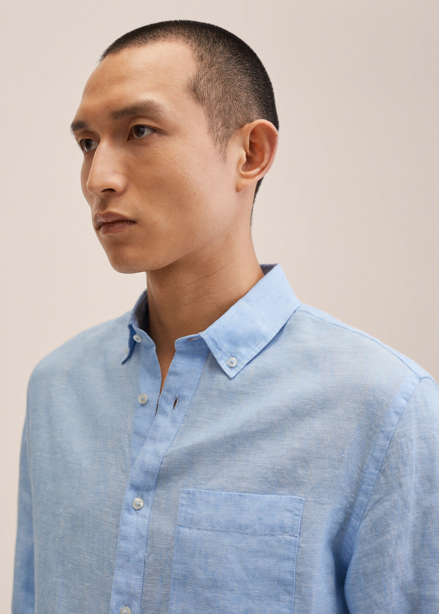100% linen slim-fit shirt - Details of the article 1