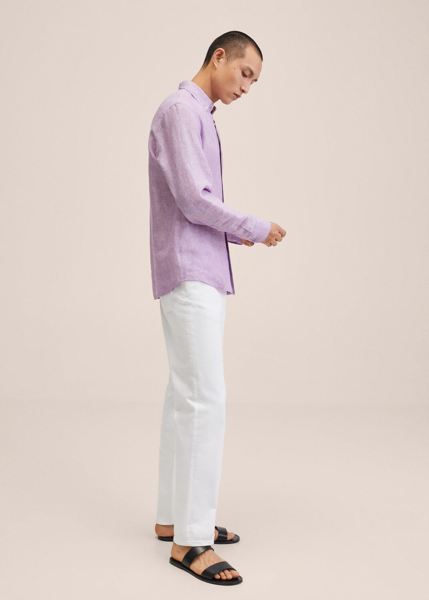 100% linen slim-fit shirt - Details of the article 2